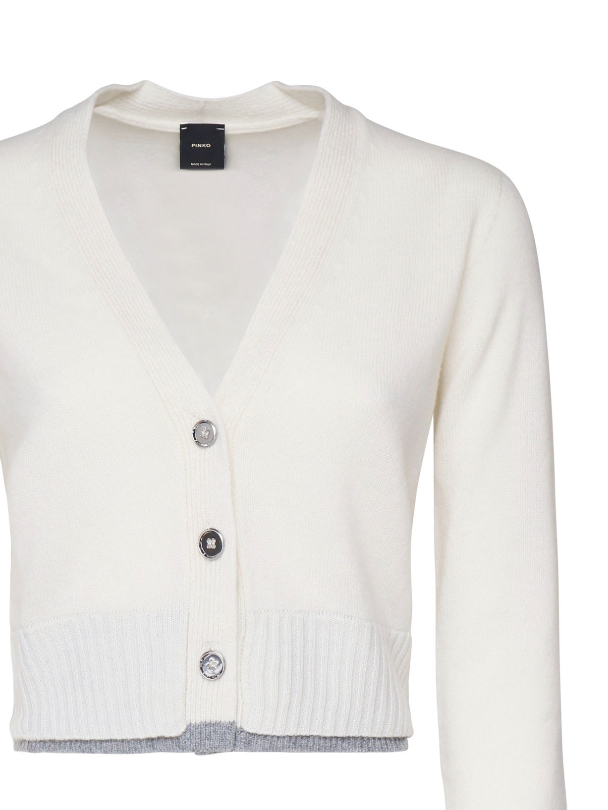 Shop Pinko Chausie Cardigan In Ivory, Grey