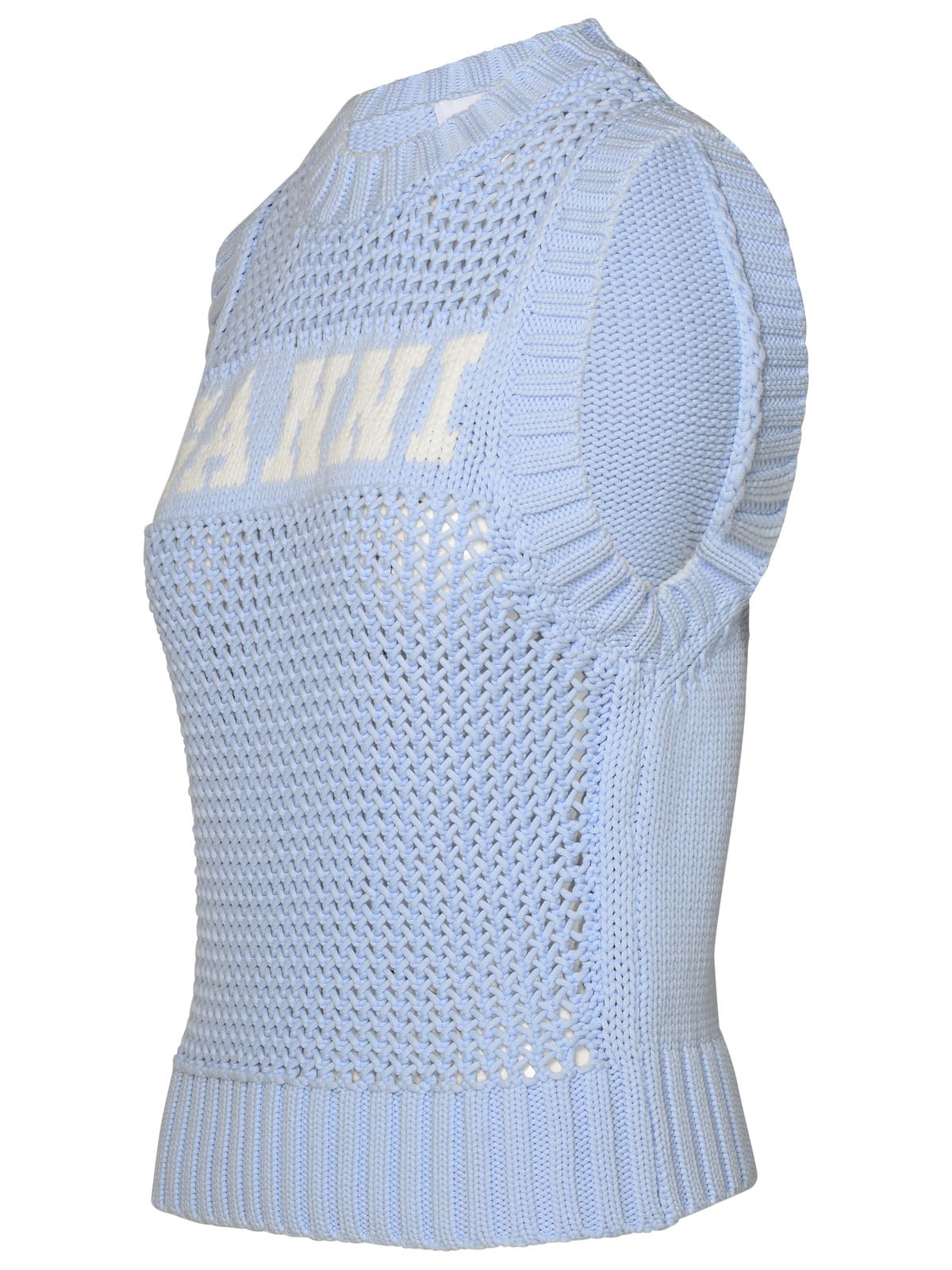 Shop Ganni Light Blue Cotton Vest In Clear Blue