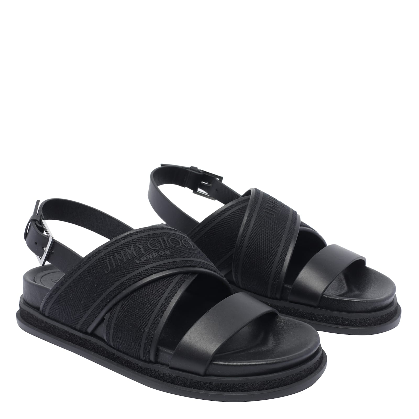 Jimmy Choo Joa Flat Sandals Textured Strap