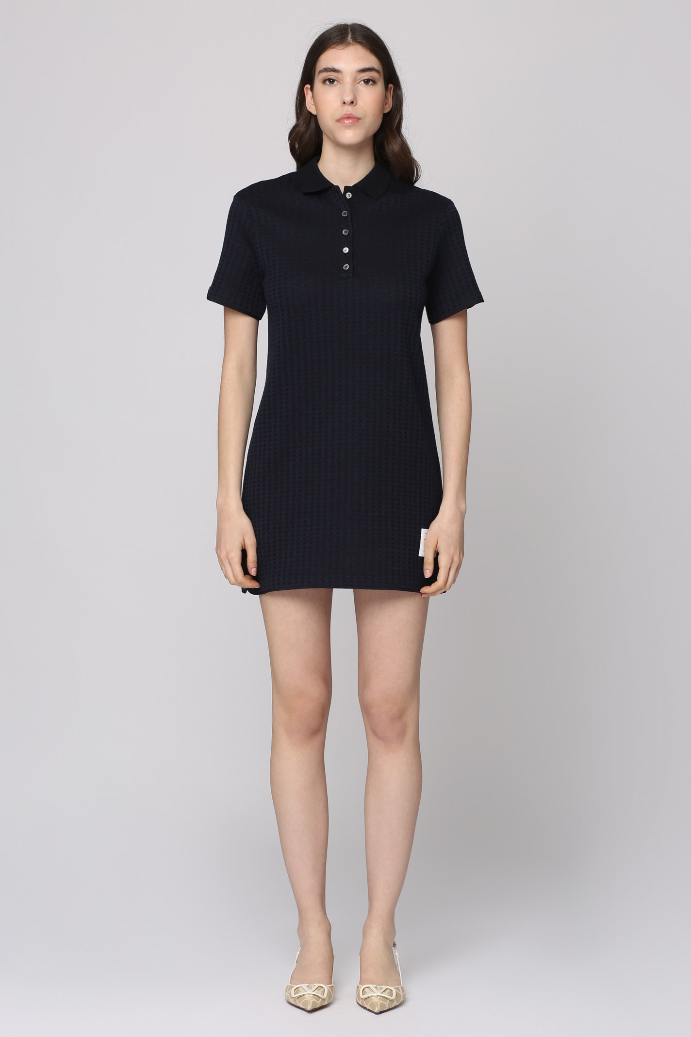 ワンピース Thom Browne Navy Blue Cotton Polo Dress Thom Browne Navy Blue Cotton Polo Dress | ModeSens