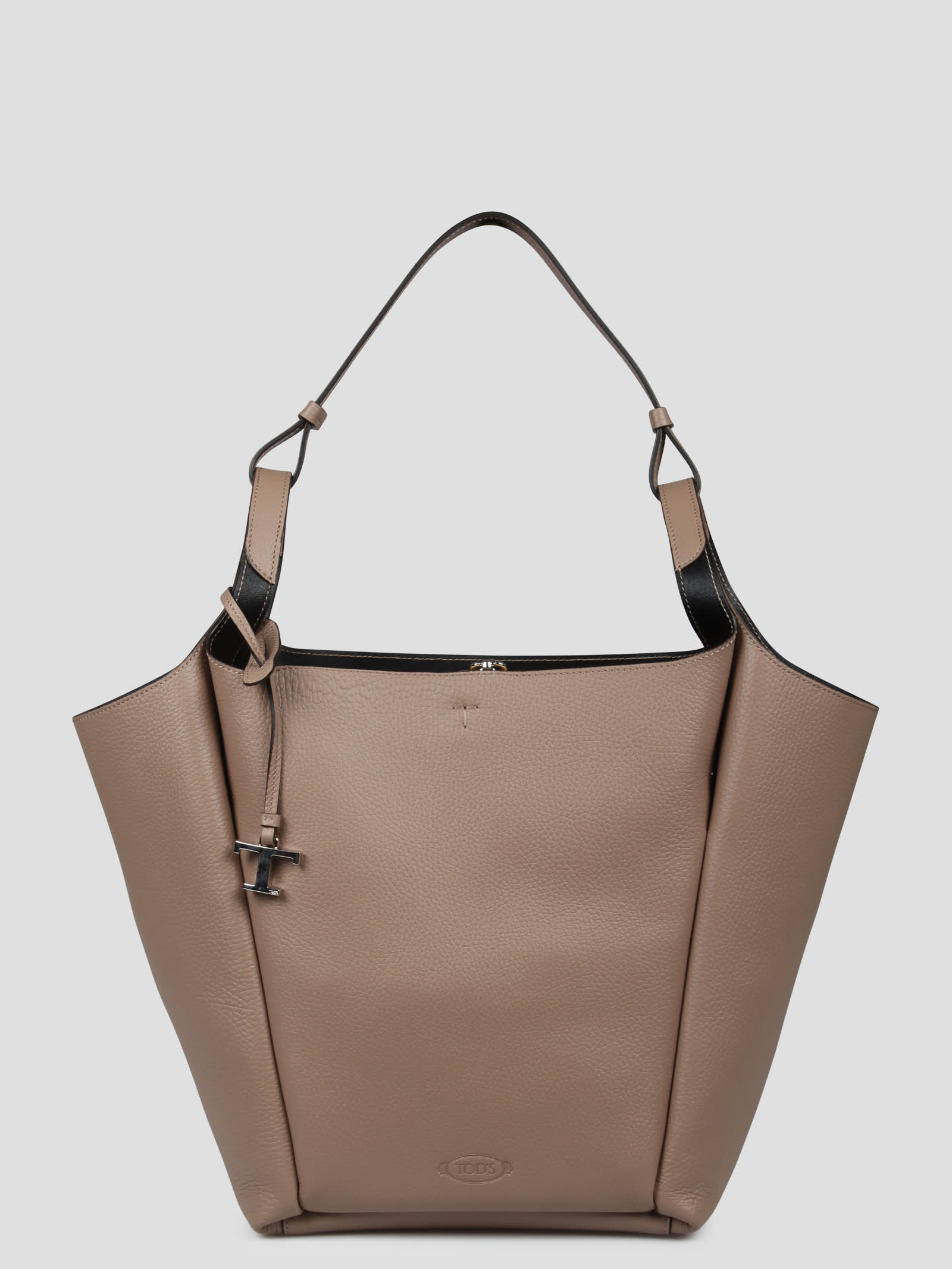 Shop Tod's Logo Bucket Bag In Nude & Neutrals