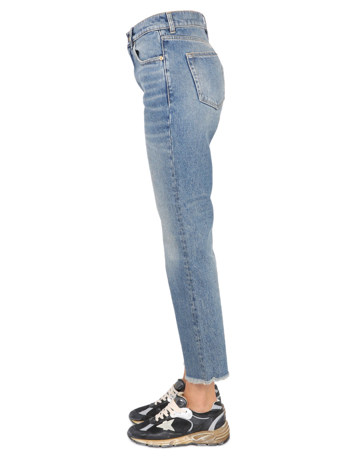 Golden Goose Golden Ws Cropped Flare Medium Wash Jeans In Blue
