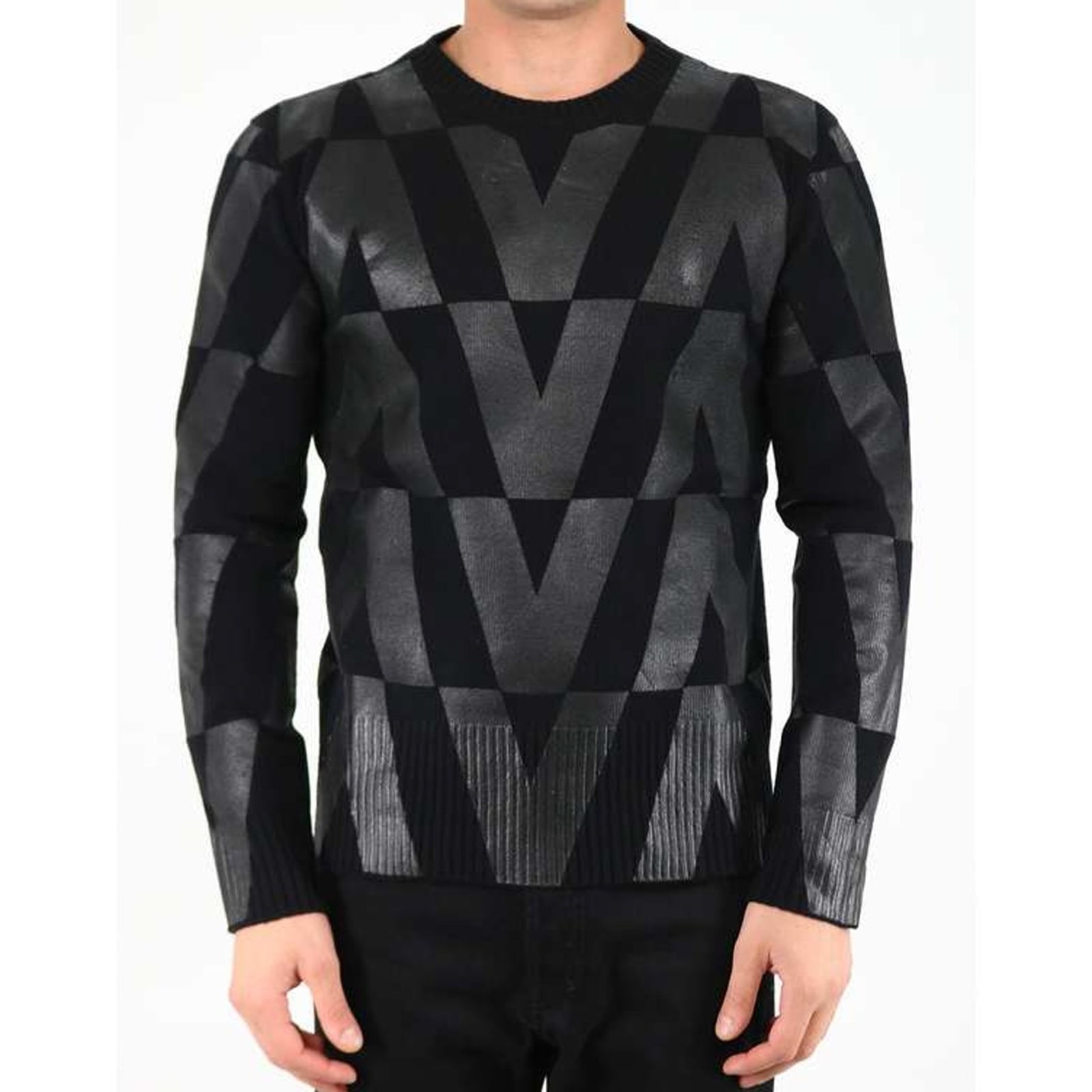 Shop Valentino Wool Logo Sweartshirt In Black