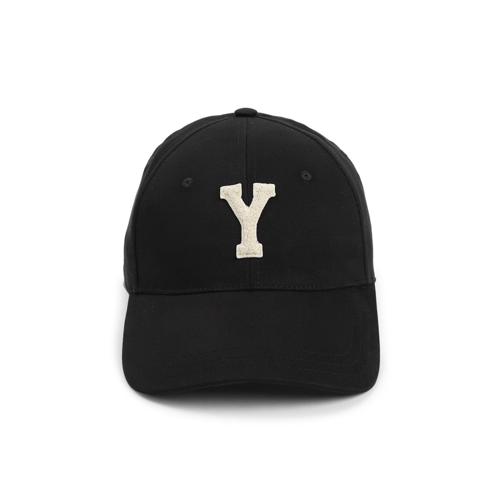 Saint Laurent Cotton 6 Panels Cap With Colle In Black Ivory