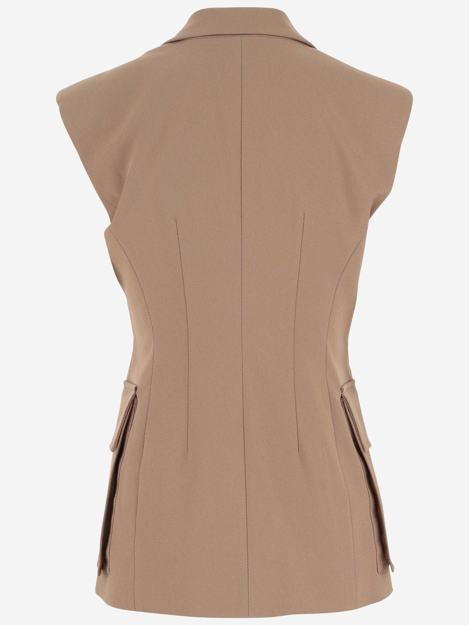 Shop Pinko Stretch Cotton Blazer Vest  In Brown