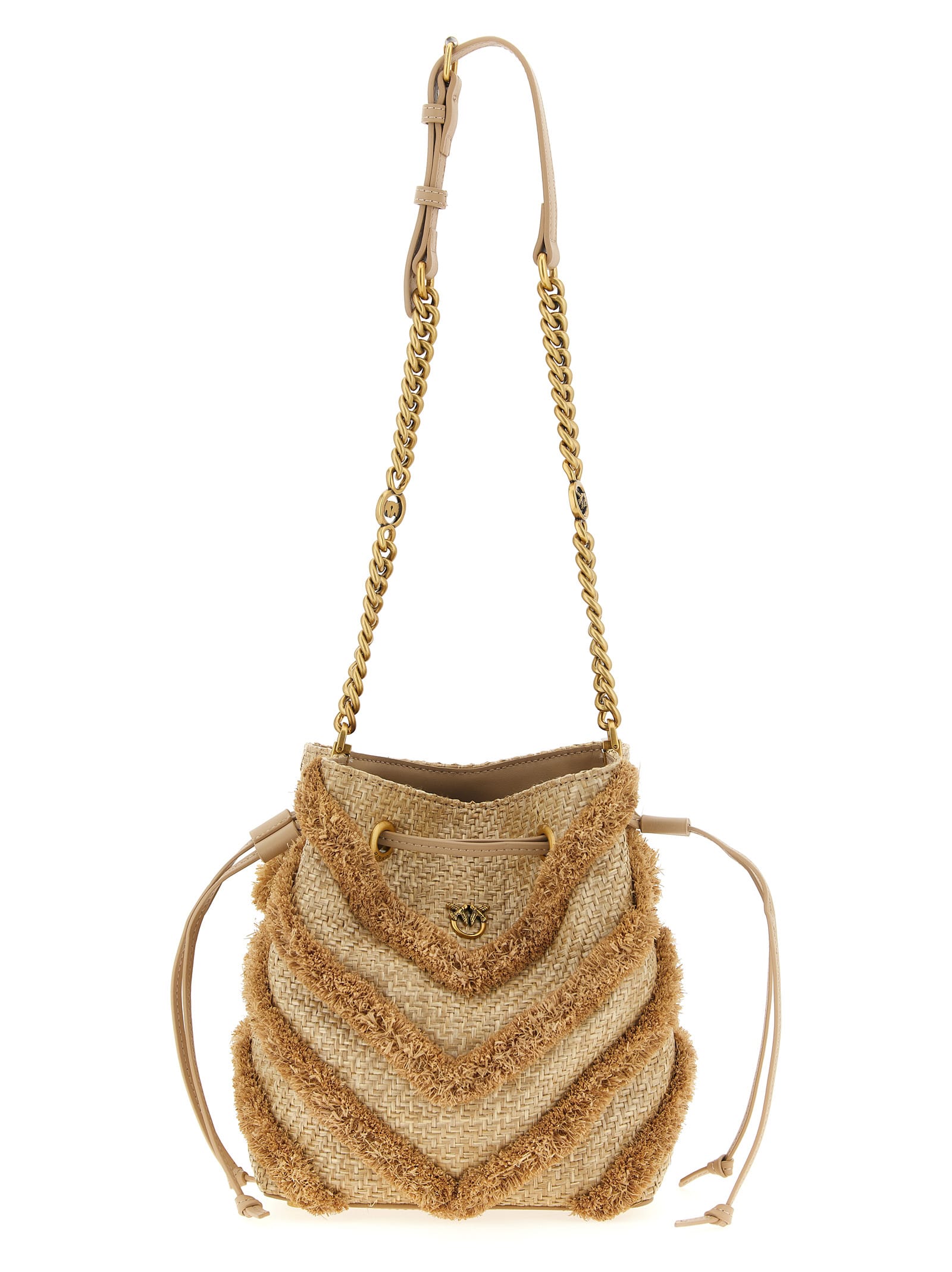 Pinko Raffia Mini Bucket Bag