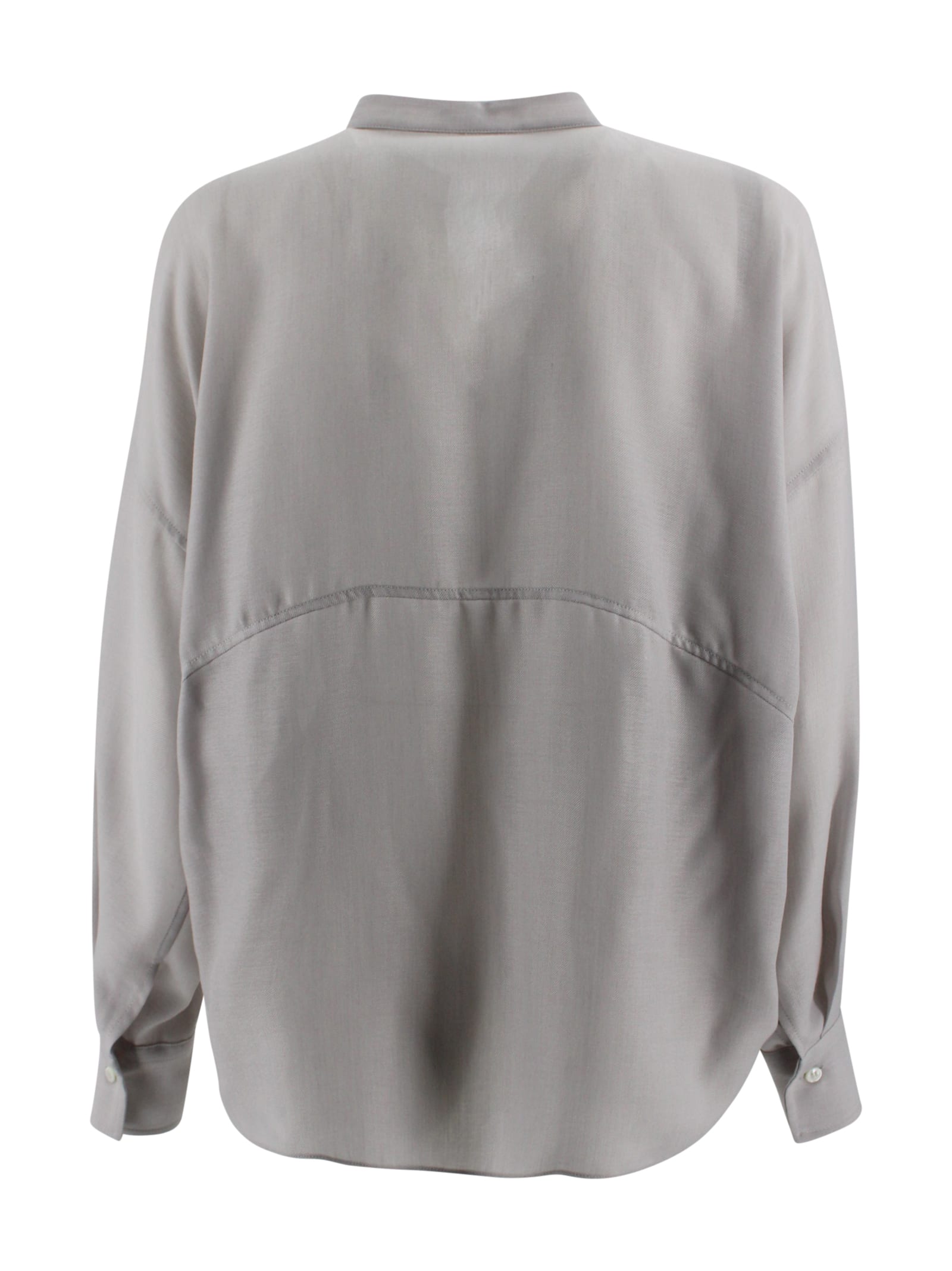 Brunello Cucinelli Blouse With A Korean Collar In Animal Print