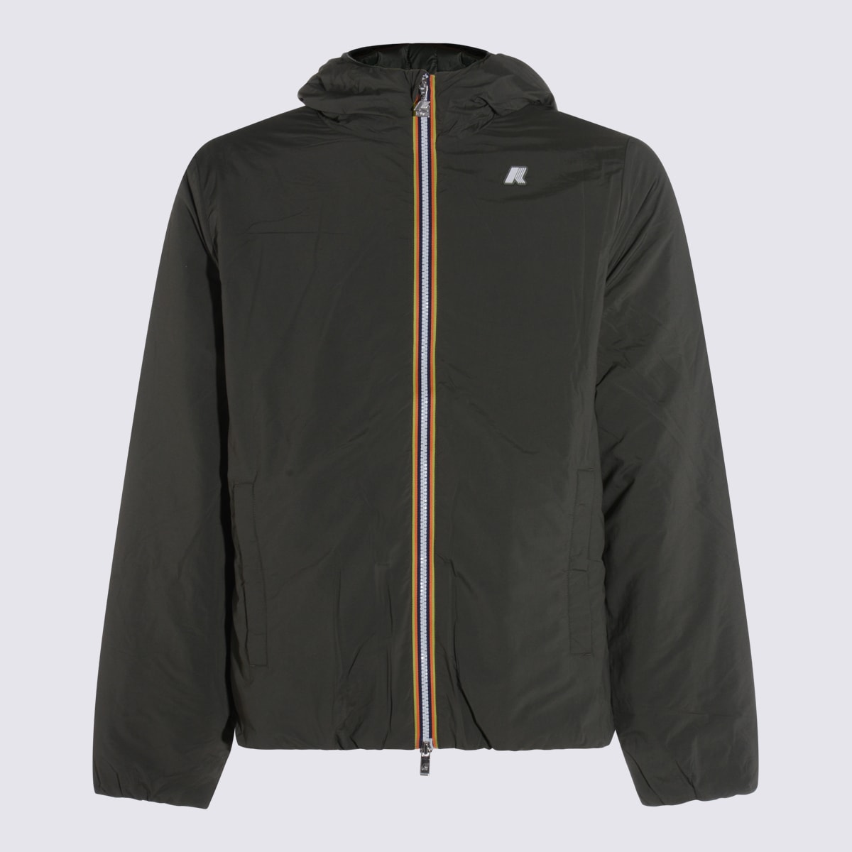 K-way Green Nylon Jack Plain Casual Jacket In Green