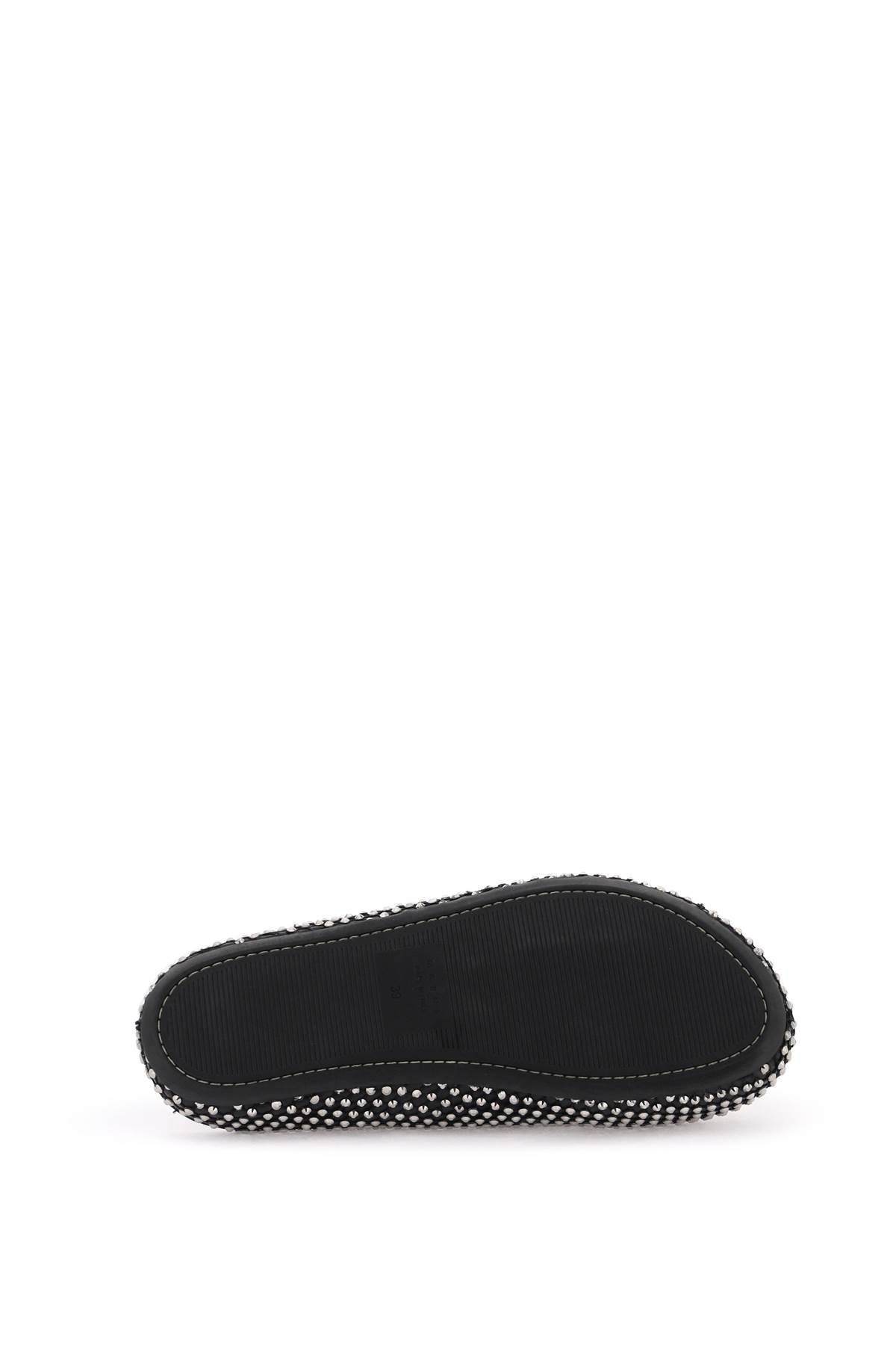 Shop Marni Leather Fussbett Clogs With Rhinestones In Black (black)