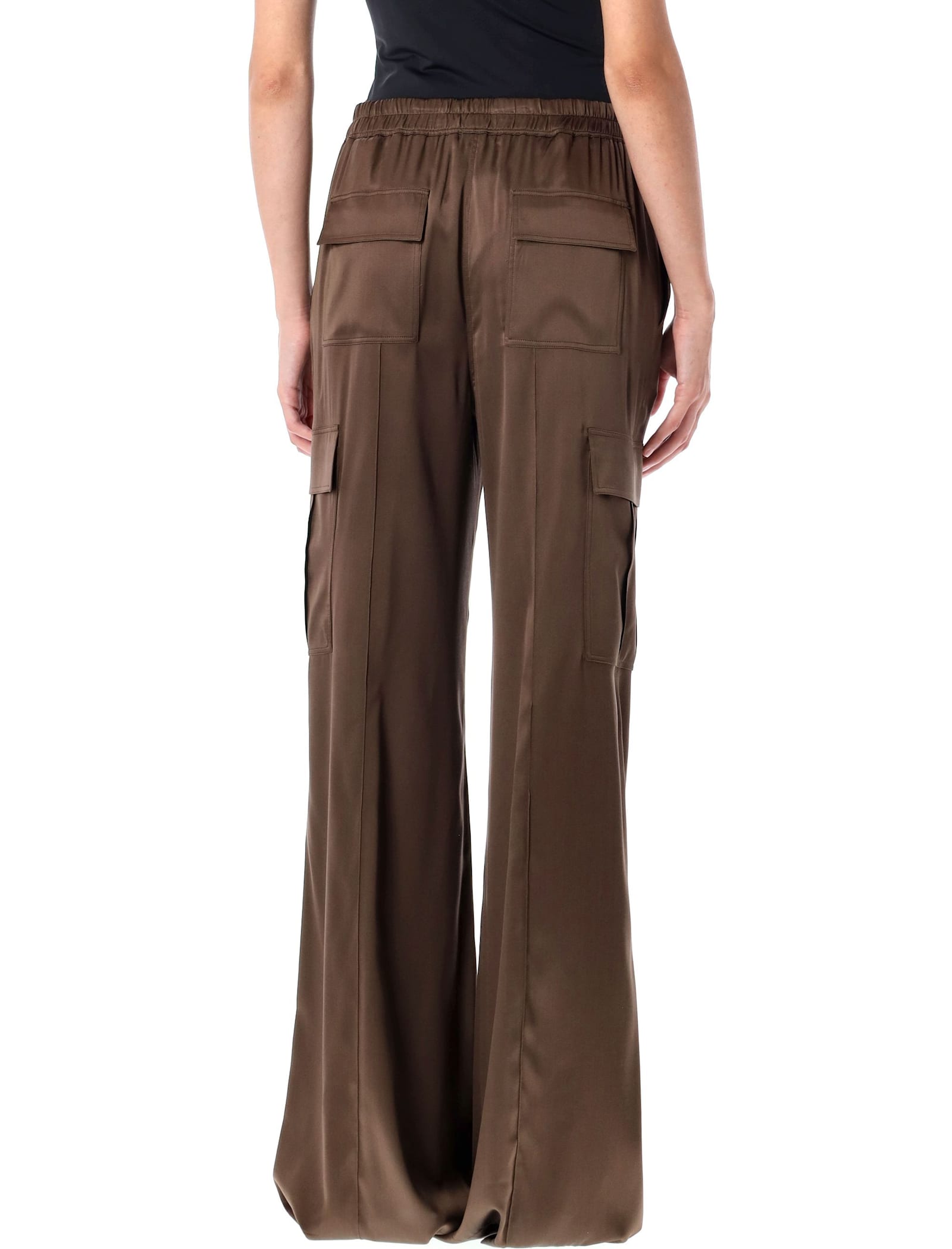 Tom Ford Stretch Silk Satin Cargo Pj Pants In Brown