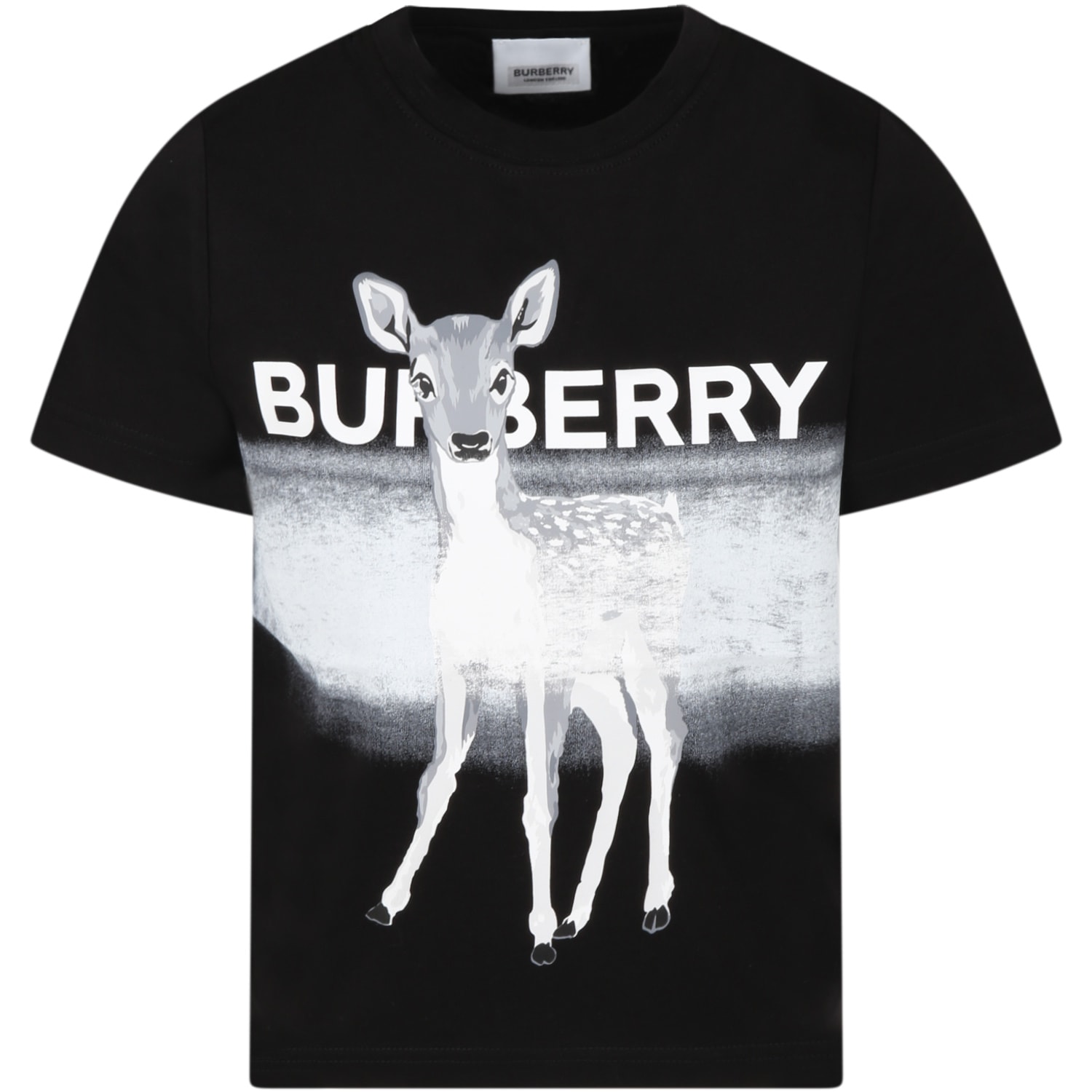 Burberry Black T-shirt For Kids With Fawn