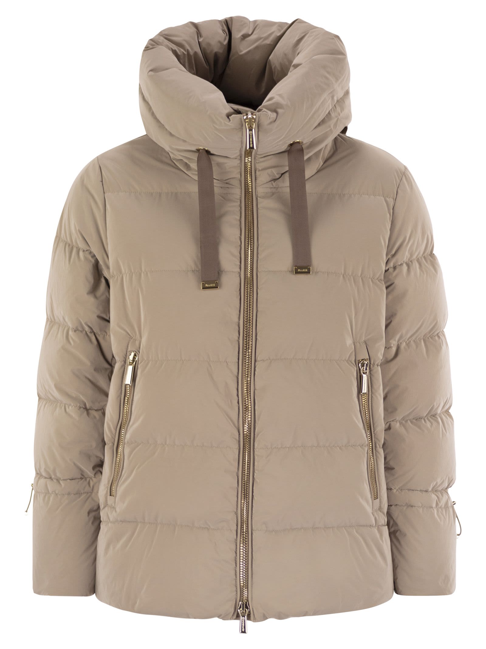 Moorer Gadia-os - Hooded Down Jacket In Neutral