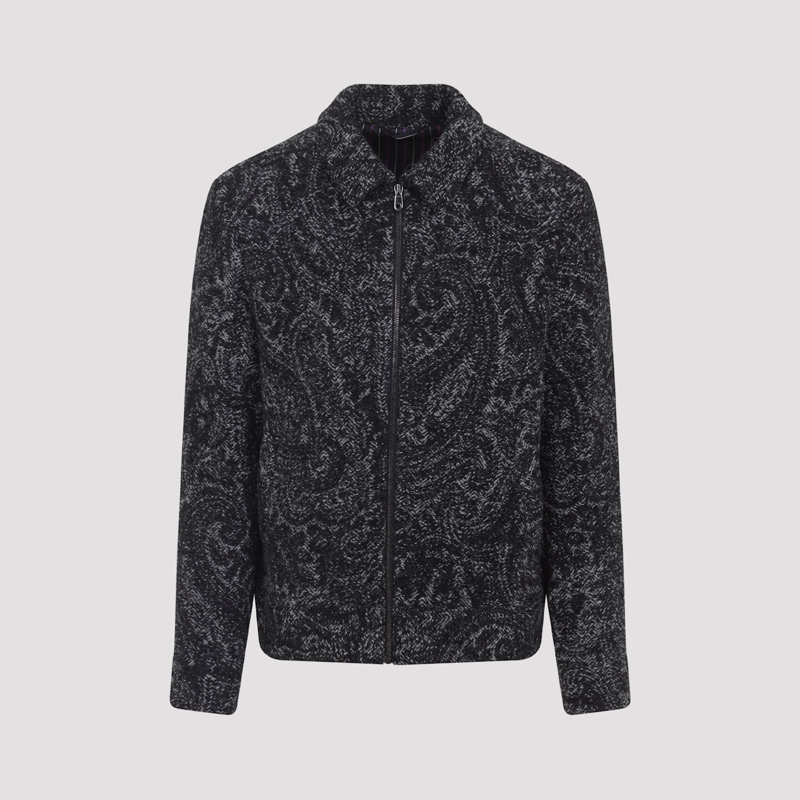Etro Paisley Pattern Wool Blend Jacket With Tailored Fit In Gray