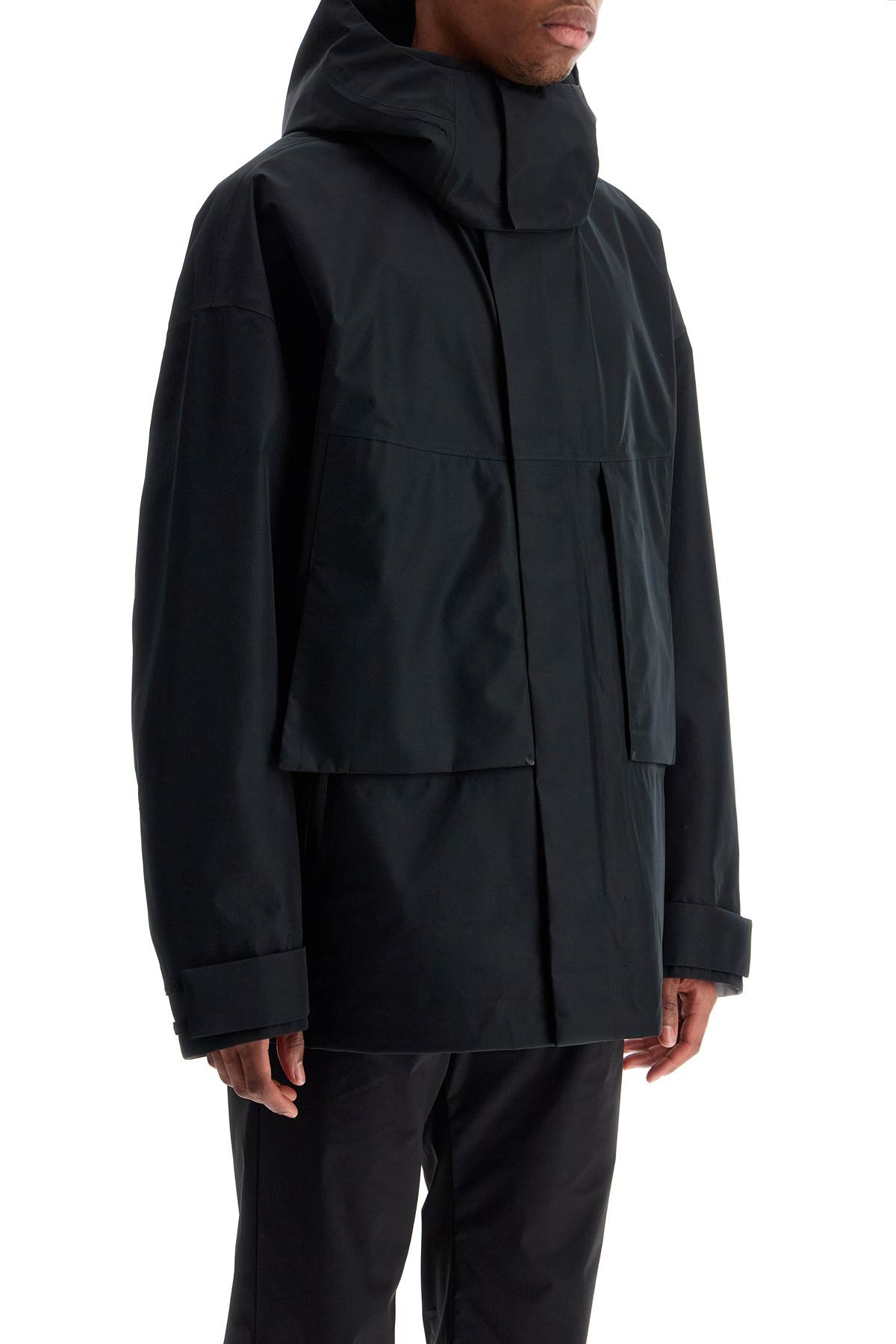 Herno Short Black Waterproof Jacket For Men In Polyester With Hood In Black