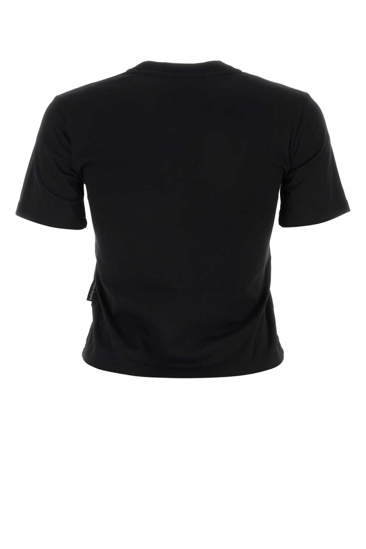 Palm Angels Black Cotton T-shirt In Blackblack