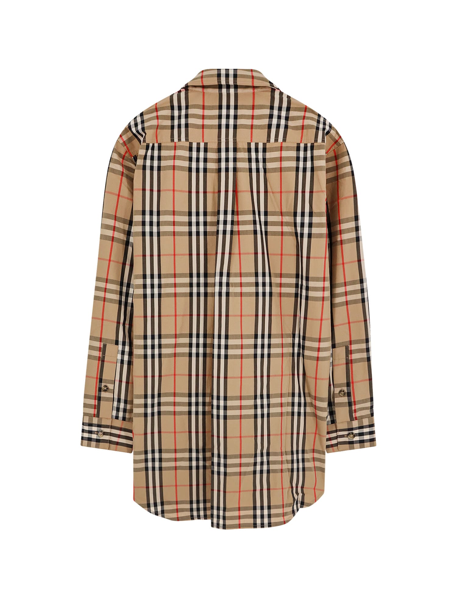 Burberry Cotton Shirt With Check Print In Brown
