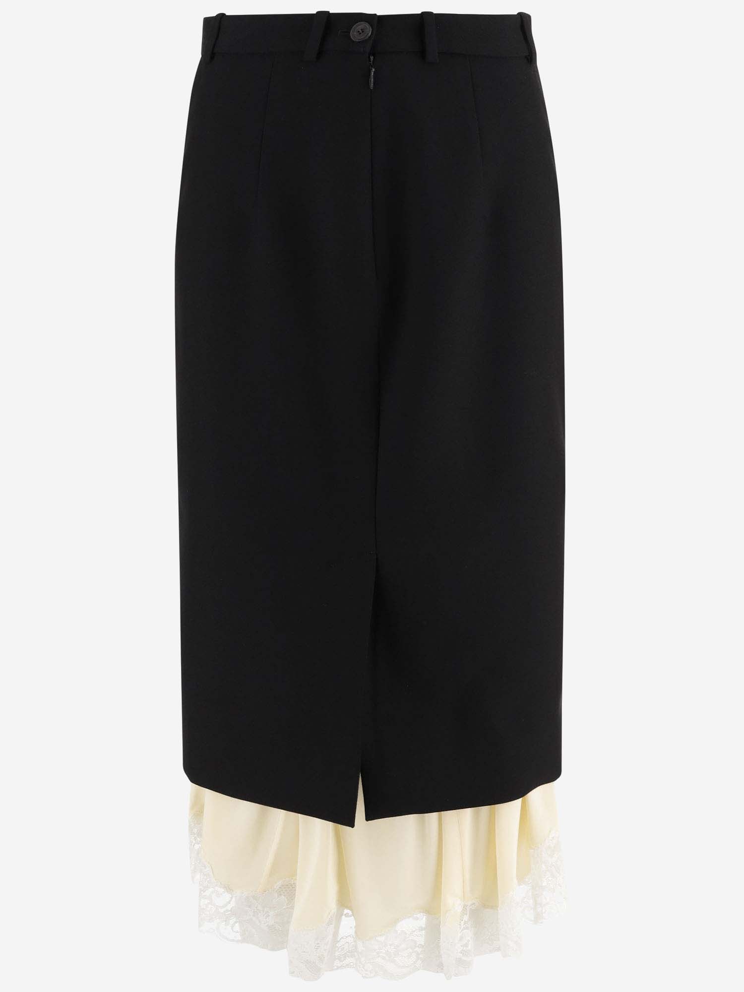 Shop Balenciaga Wool Tailored Lingerie Skirt In Black
