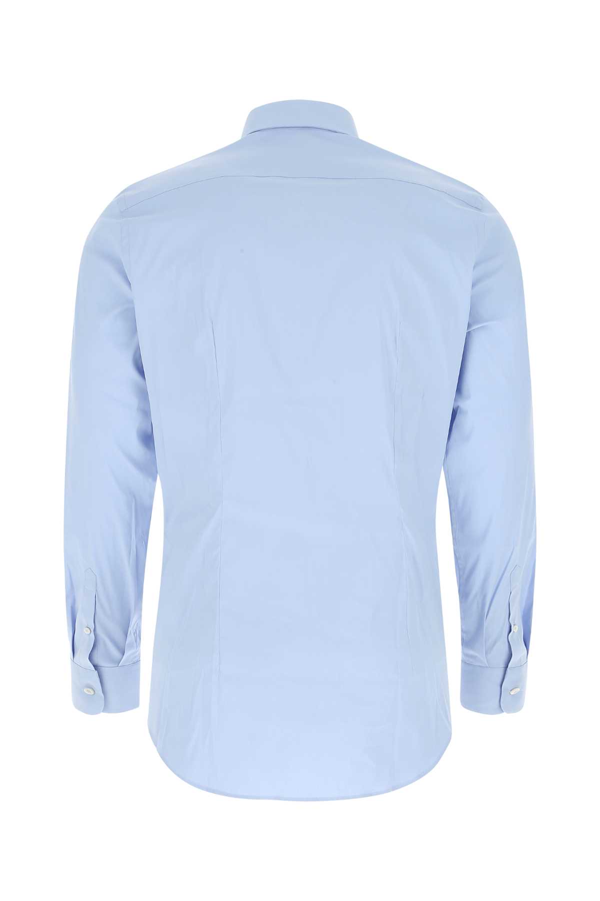 Prada Pastel Light Blue Stretch Poplin Shirt In F0012