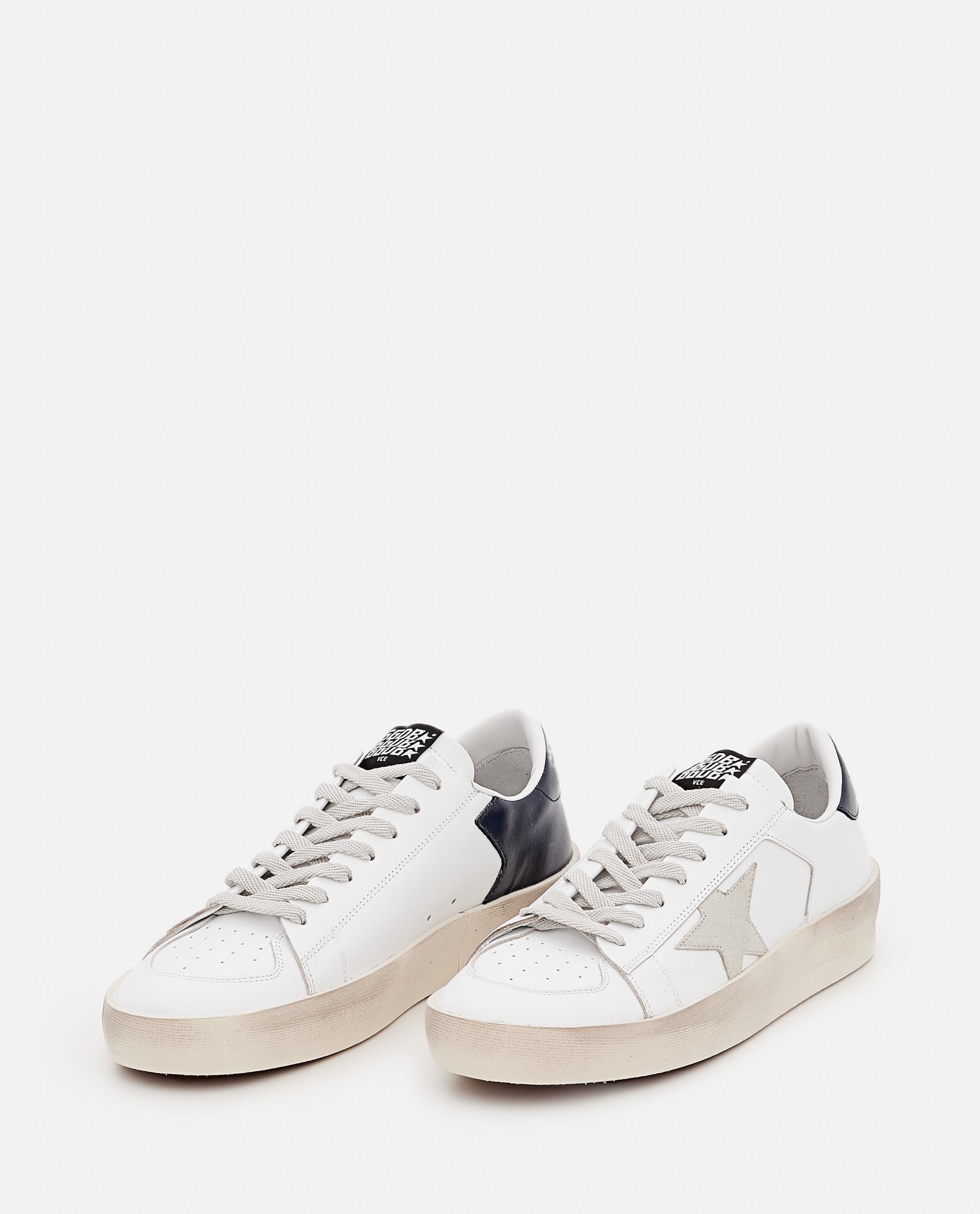 Shop Golden Goose Superstar Leather White And Black Sneakers