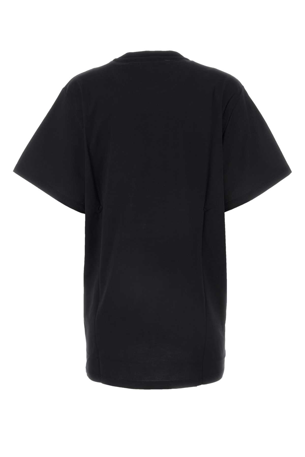 Max Mara Cotton T-shirt With Embroidered Monogram In Nero