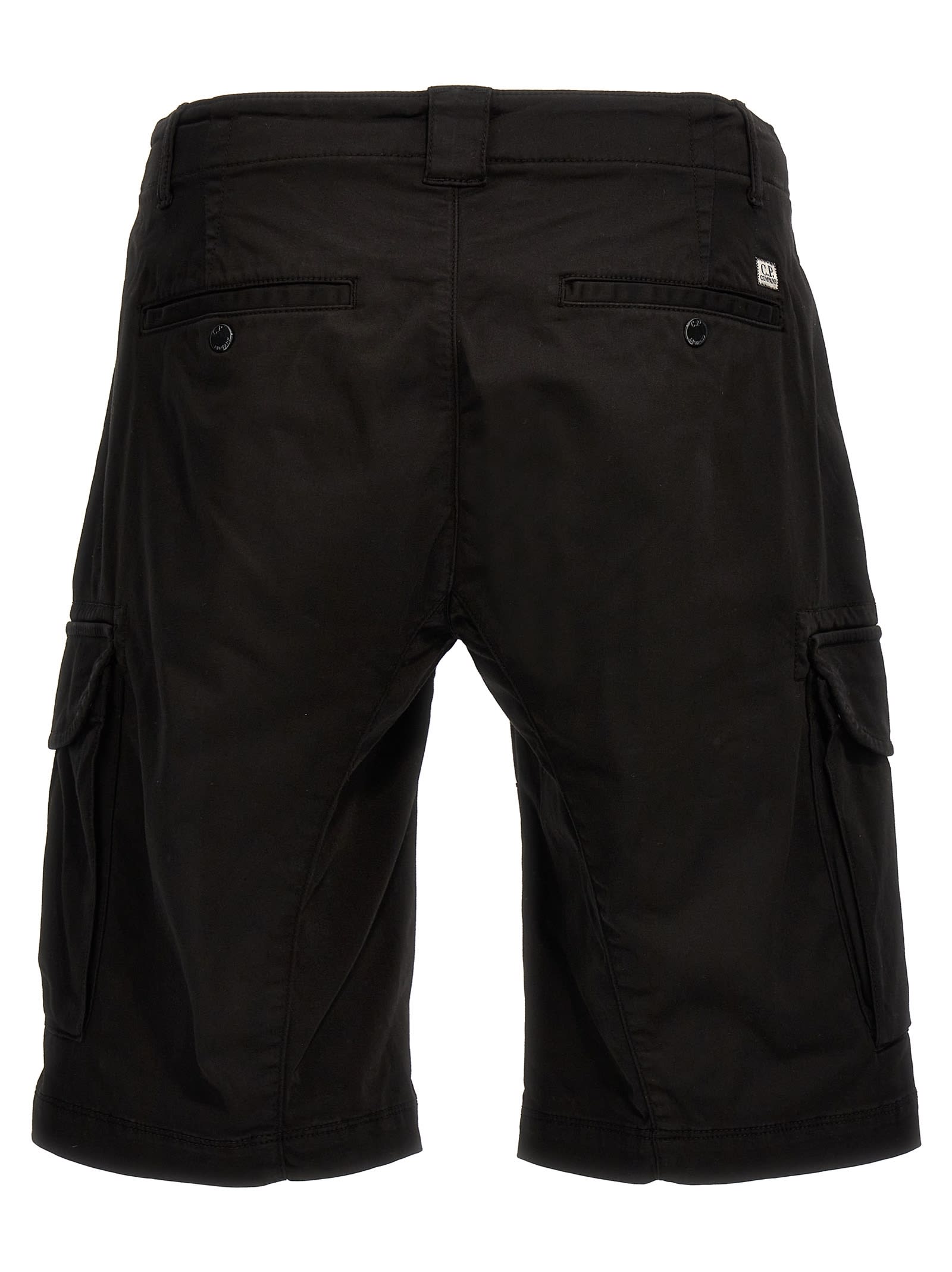 Shop C.p. Company Stretch Steen Cargo Bermuda Shorts In Black
