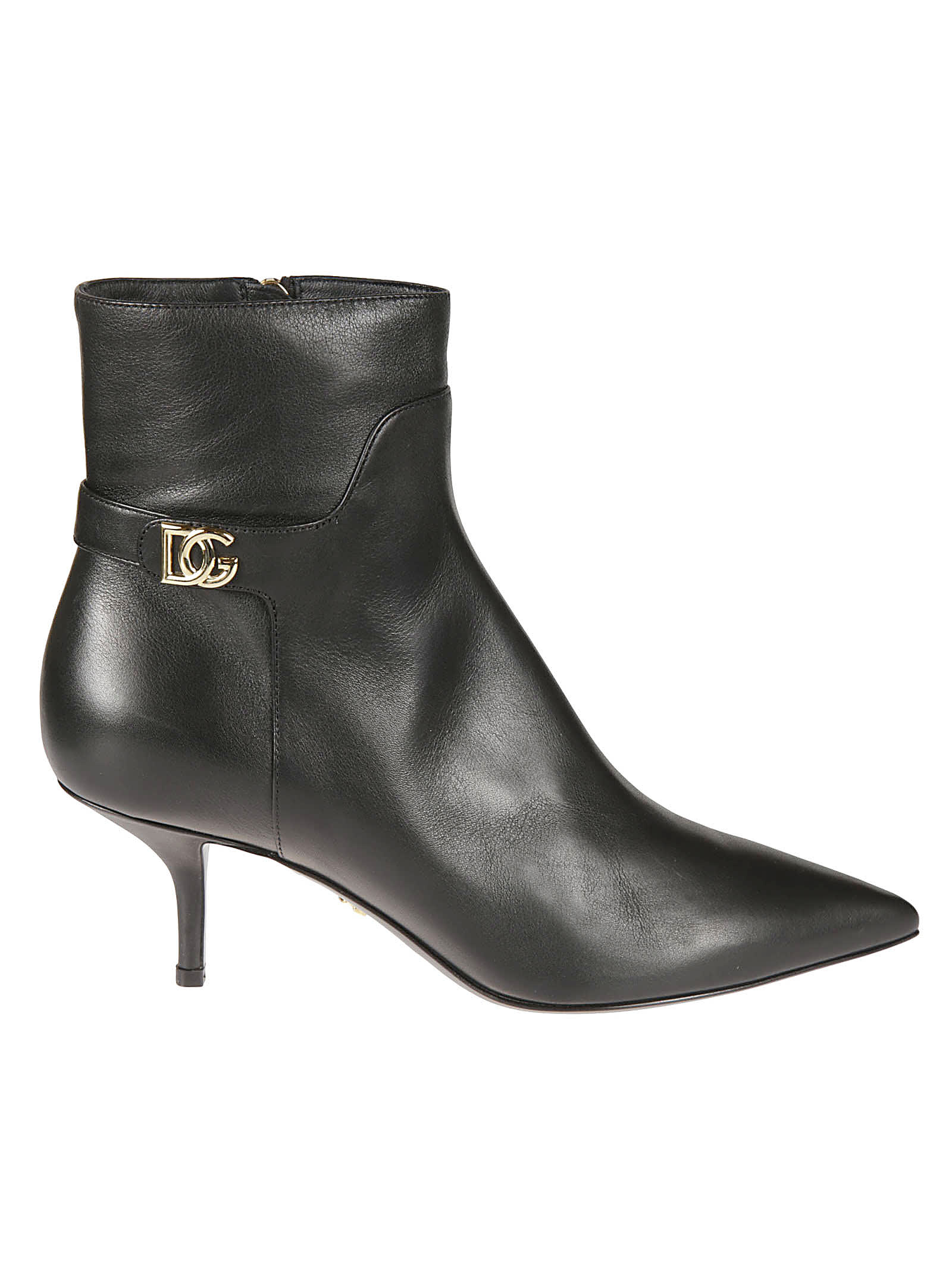 Dolce & Gabbana Side Zipped Logo Plaque Ankle Boots