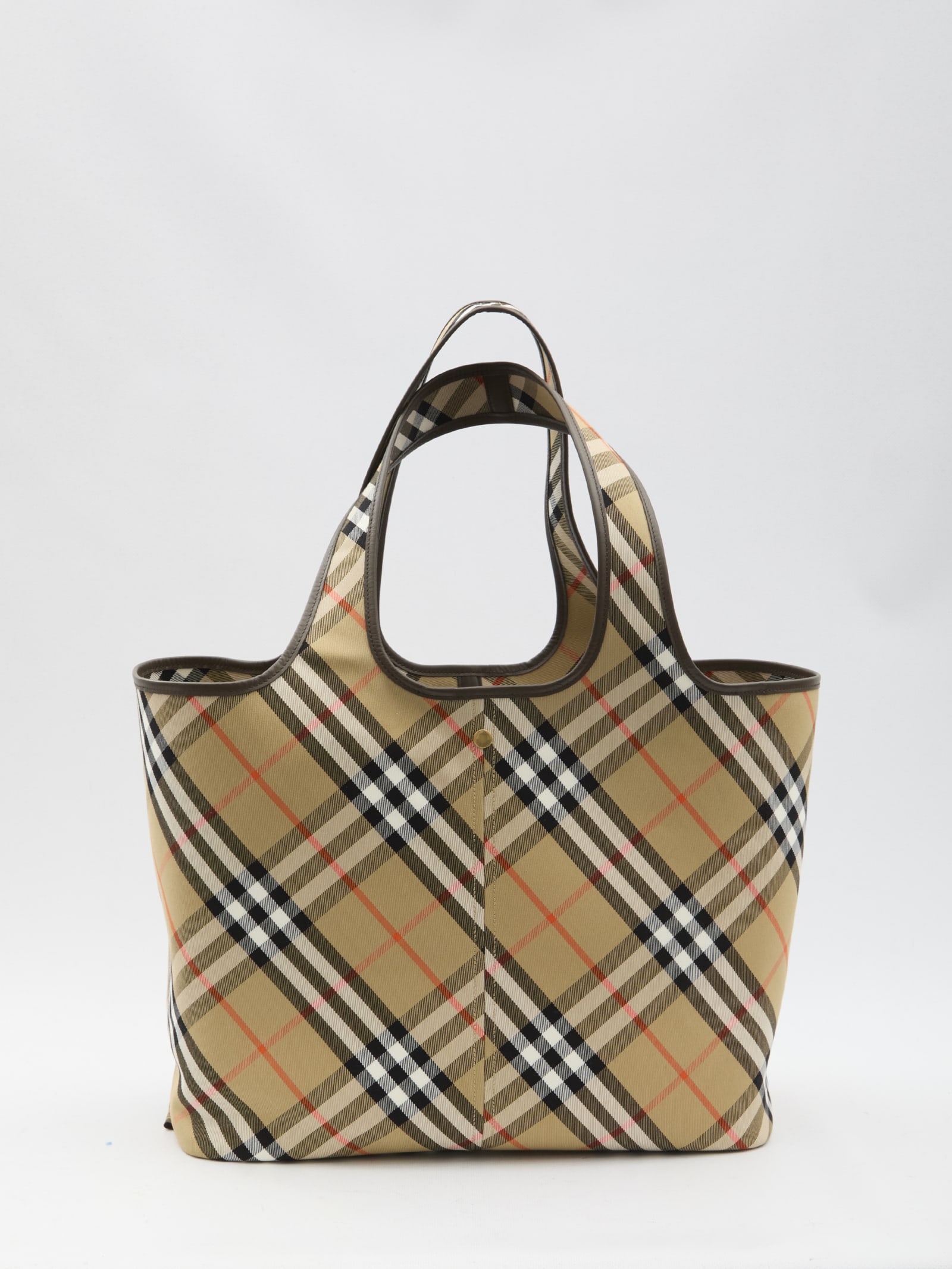 Shop Burberry Medium Check Tote Bag In Beige