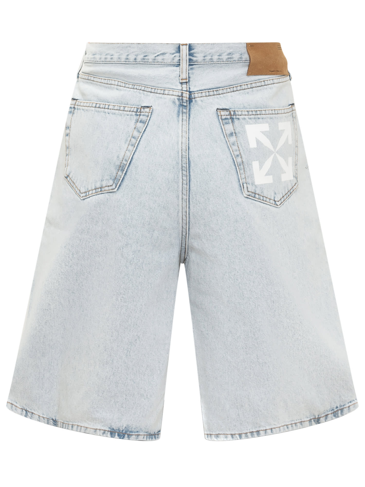Shop Off-white Single Arrow Shorts Jeans In Azzurro