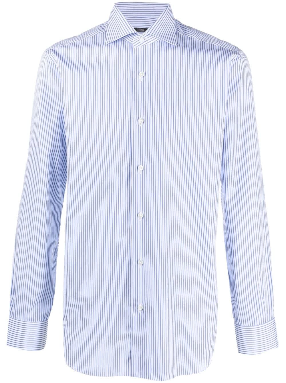 Barba Napoli Striped Shirt In Light Blue
