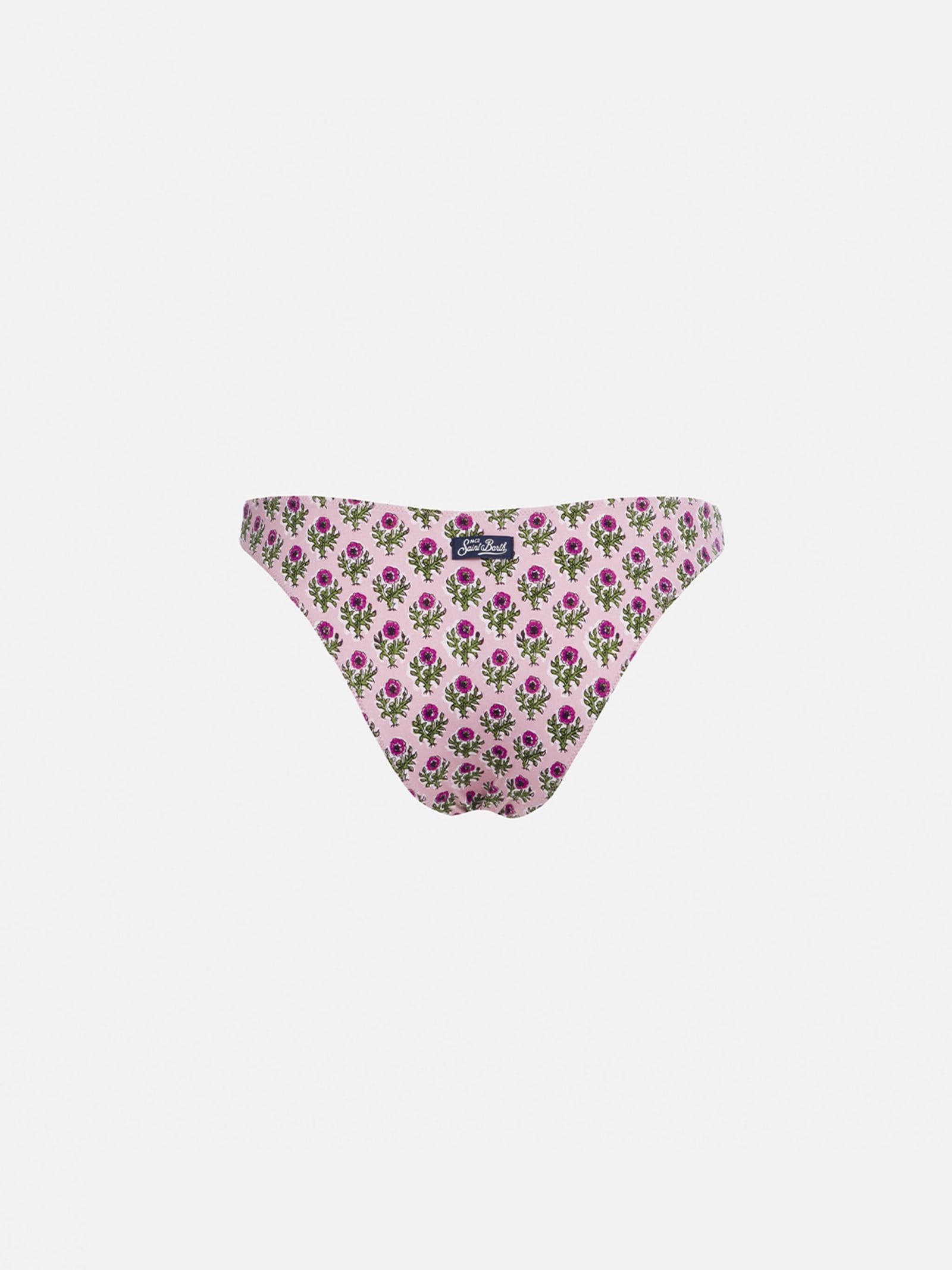 Mc2 Saint Barth Woman Pink Flower Classic Swim Briefs Lido In Pink