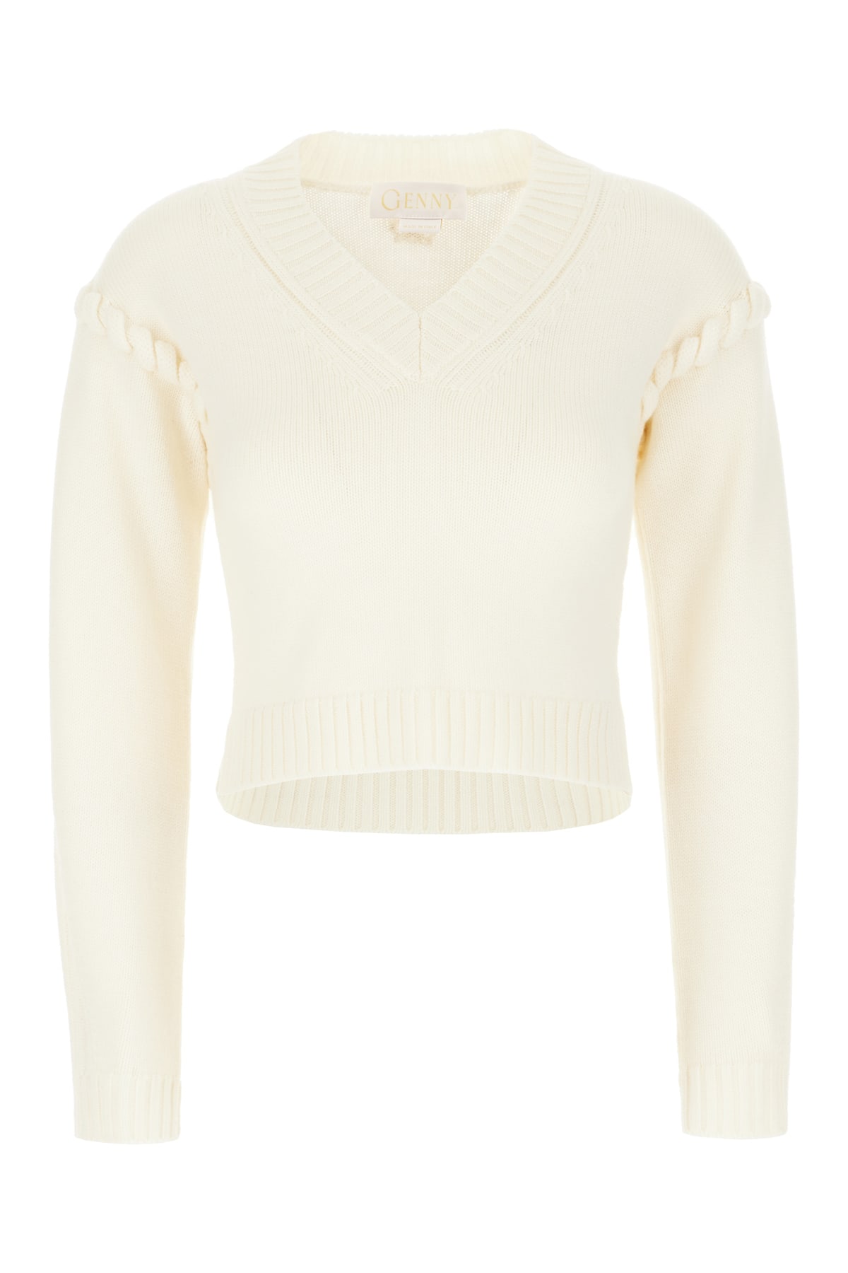 Genny Ivory Wool Sweater In Bianco Latte