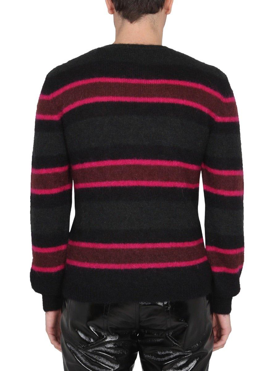 Shop Saint Laurent Striped Long-sleeved Jumper In Multicolour