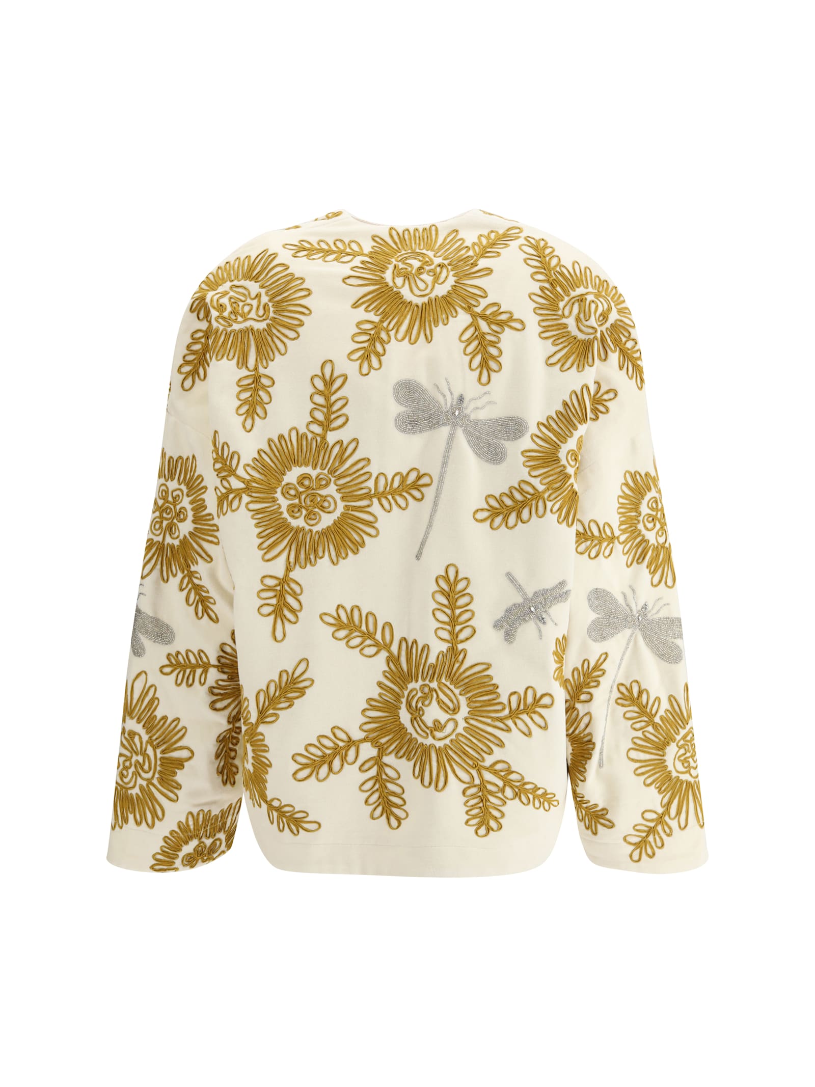 Forte Forte Floral Dragonflies Embroidered Jacket In Gray