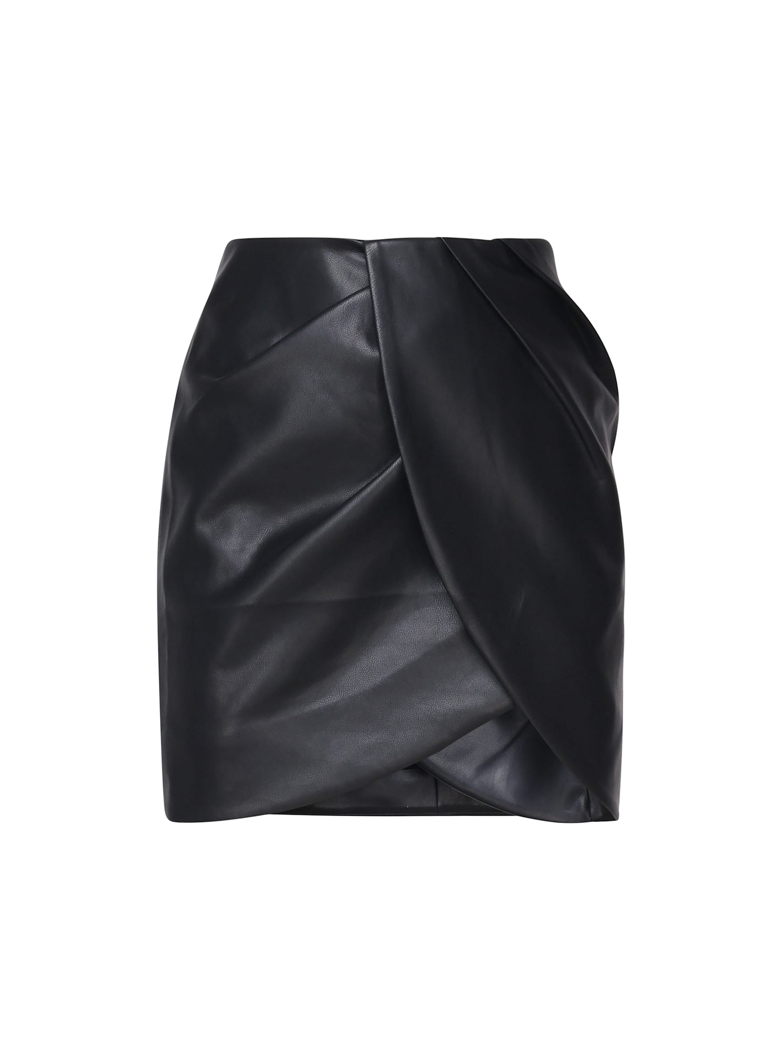 Shop Rotate Birger Christensen Faux Leather Mini Skirt With Pleats In Black