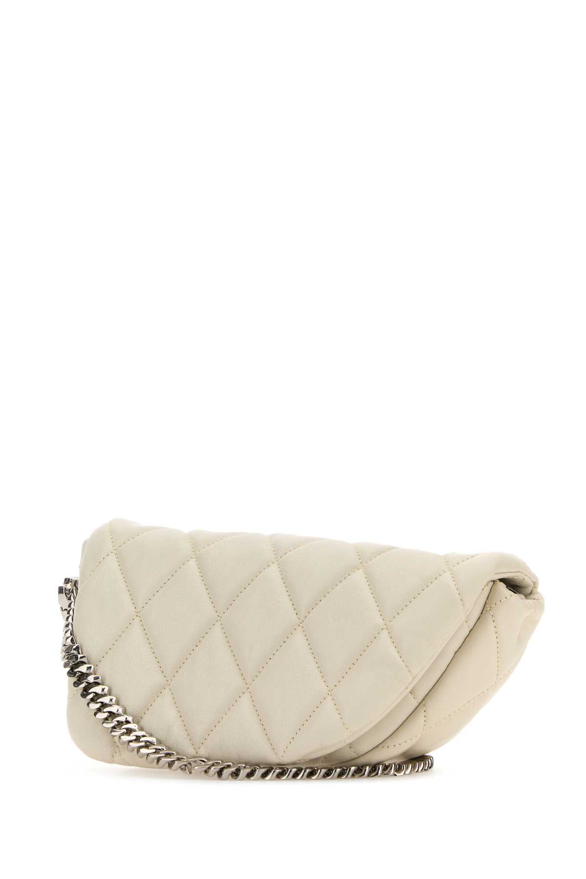 Shop Burberry White Leather Shield Lock Shoulder Bag In Almond