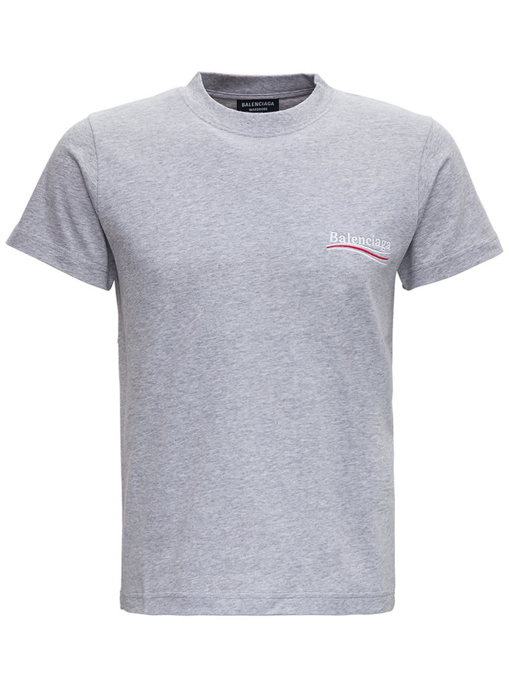 Balenciaga Grey Cotton T-shirt With Logo Print