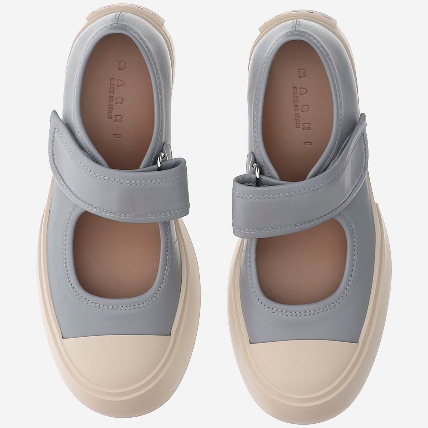 Marni Gray Calfskin Low-top Sneakers With Hook-and-loop