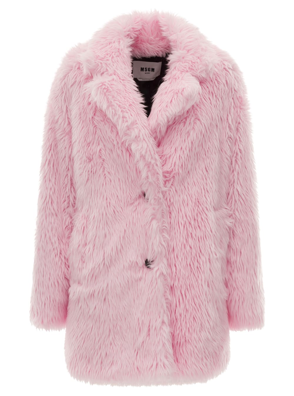 Pink Long Eco Fur Jacket Woman Msgm