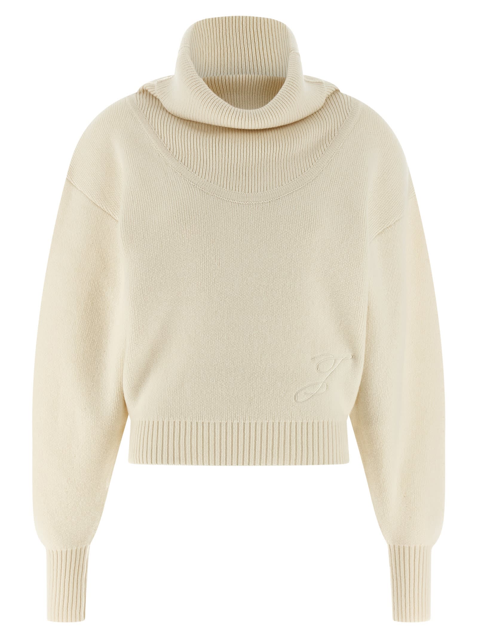Jacquemus Cozy Turtleneck Sweater Dropped Shoulders In Neutral