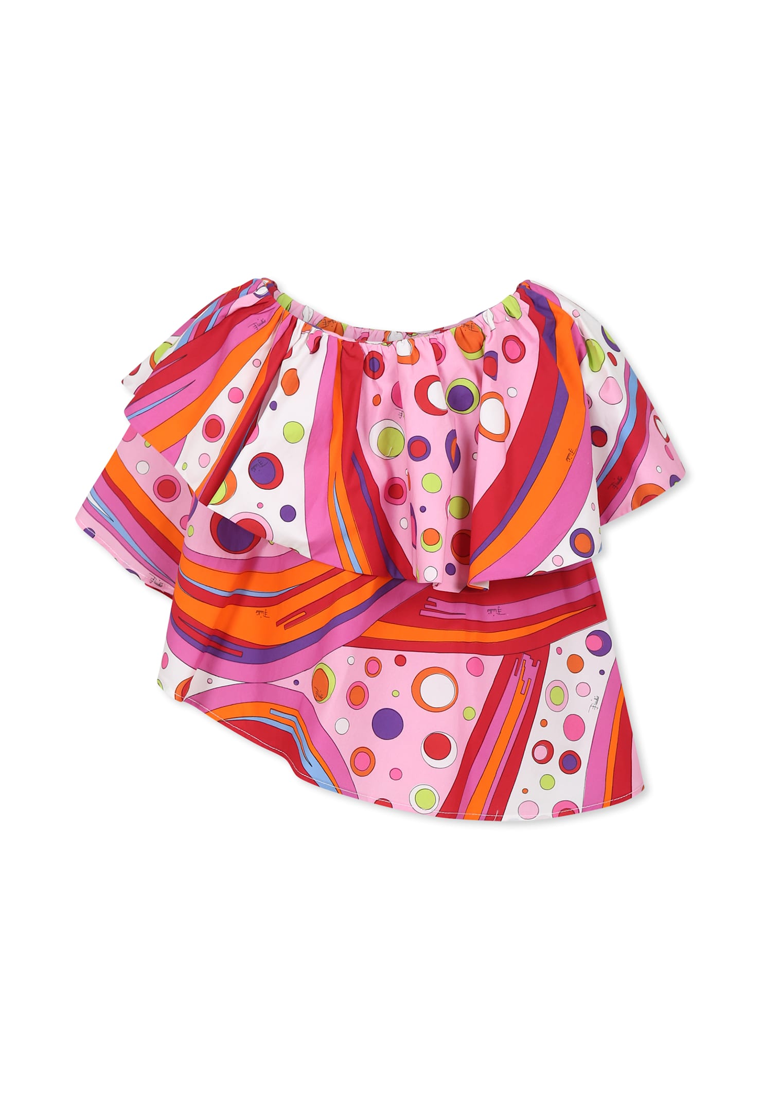 Pucci Multicolor Top For Girl With Marble Print In Multicolor
