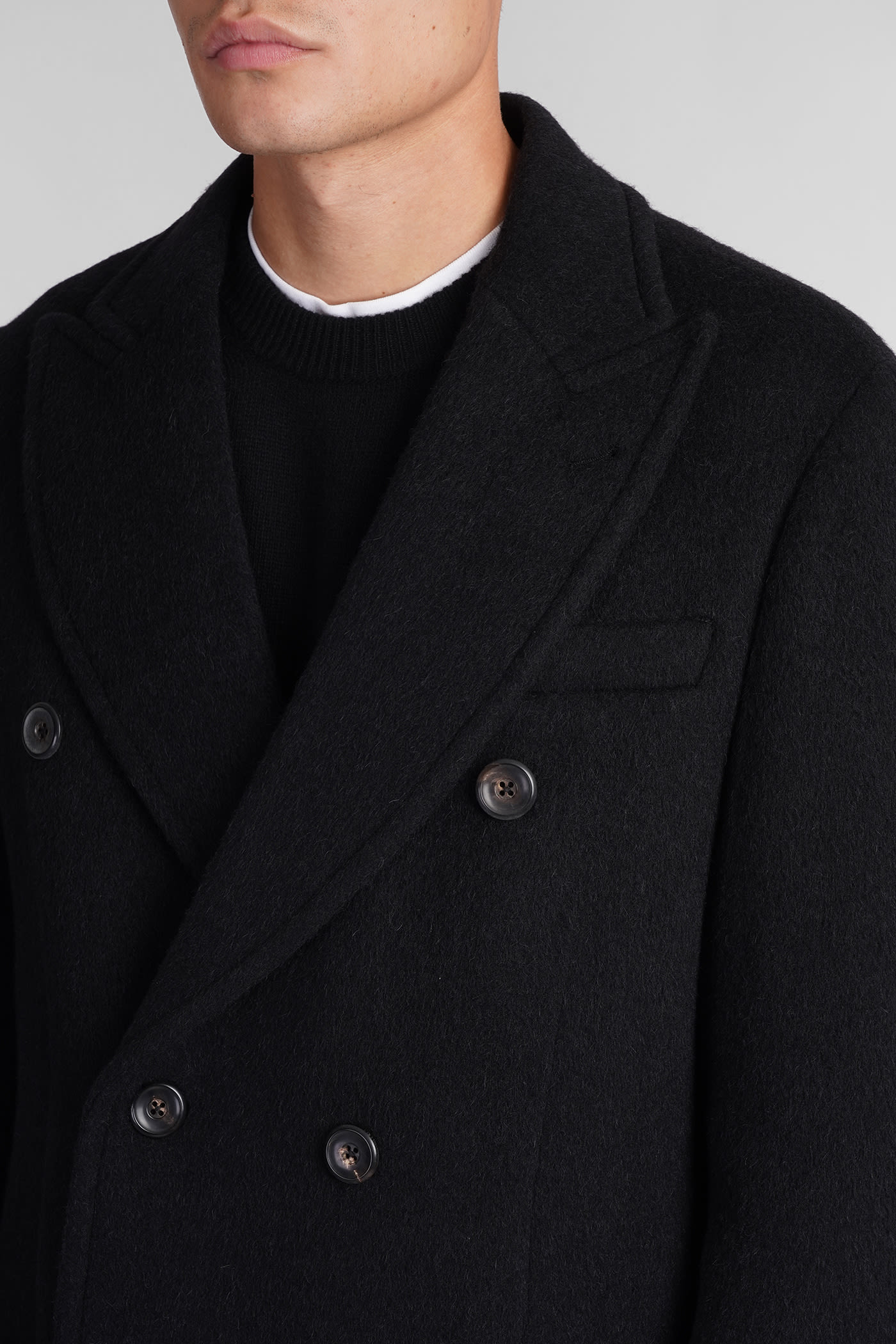 Shop Emporio Armani Coat In Black Wool