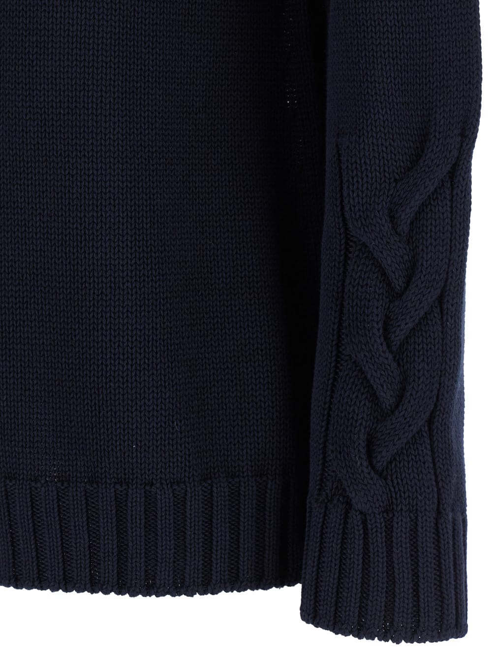 S Max Mara Harald Blue Cable-knit Sweater With U Neckline In Cotton Woman In Blu