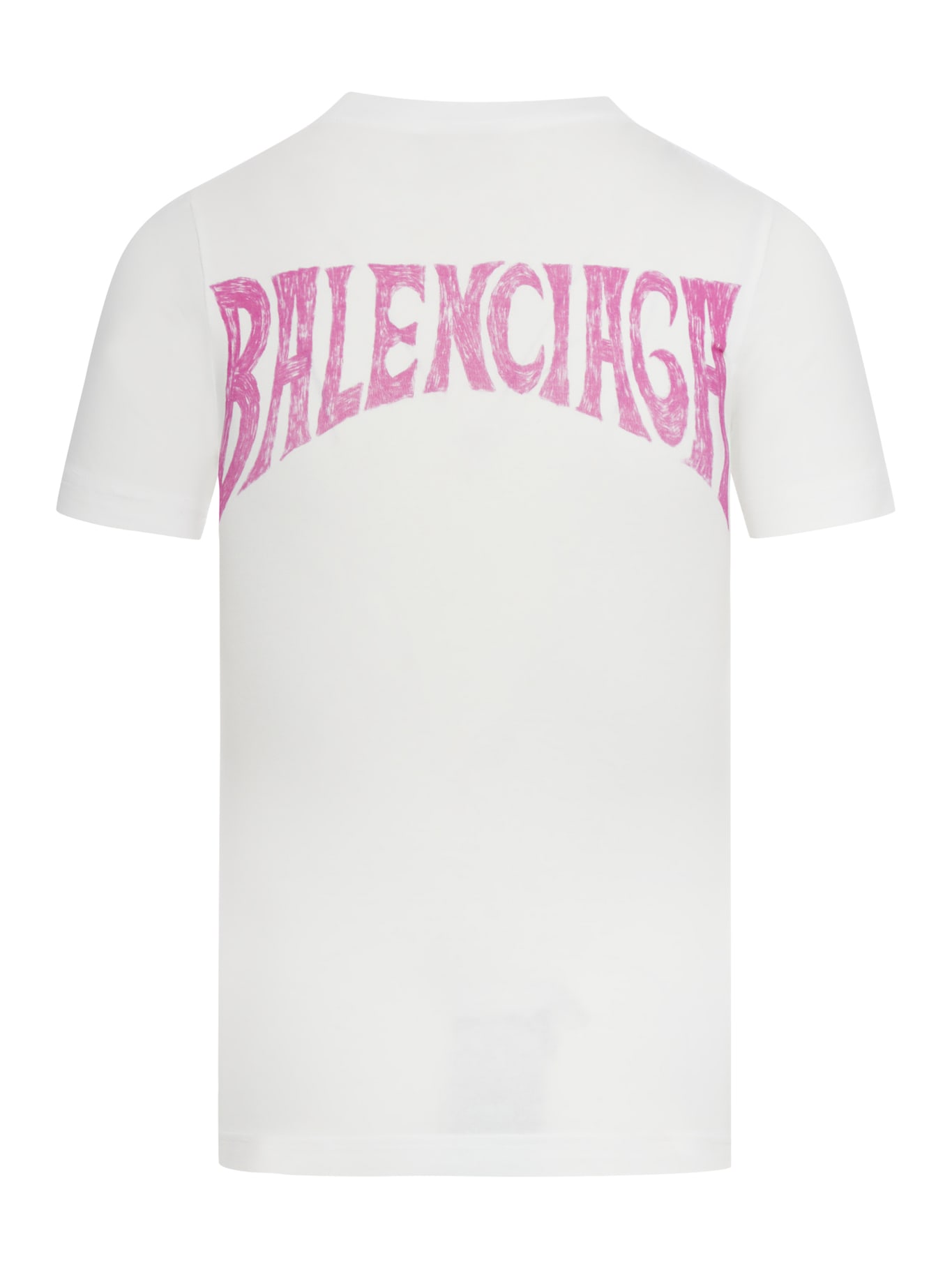 Shop Balenciaga Fitted T-shirt Paris Tropical Str Jersey Peel In White Pink