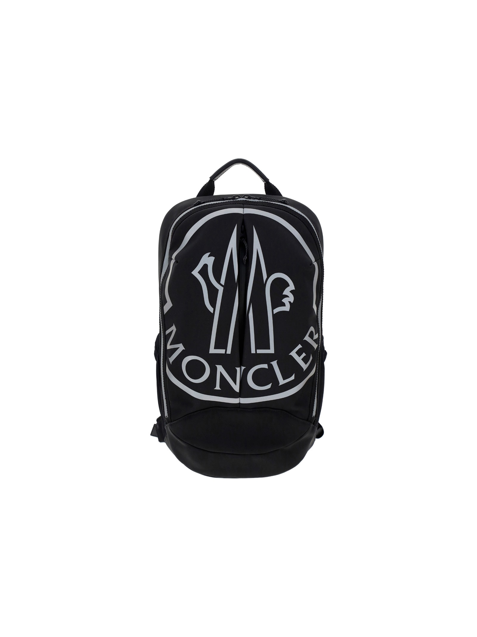 Moncler Logo-print Leather Backpack In Black