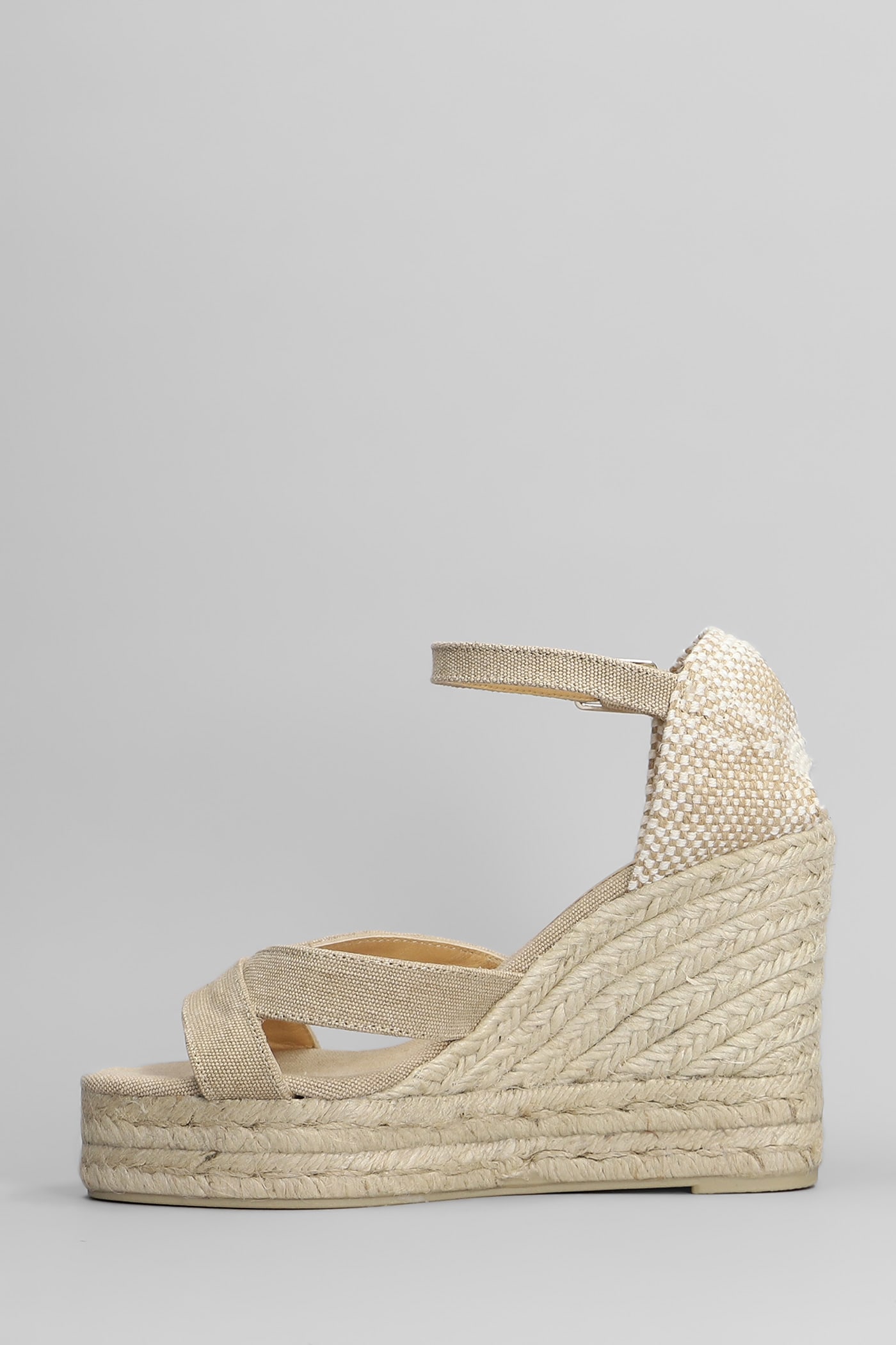 CASTAñER BRUNA-8ED-002 WEDGES IN BEIGE CANVAS