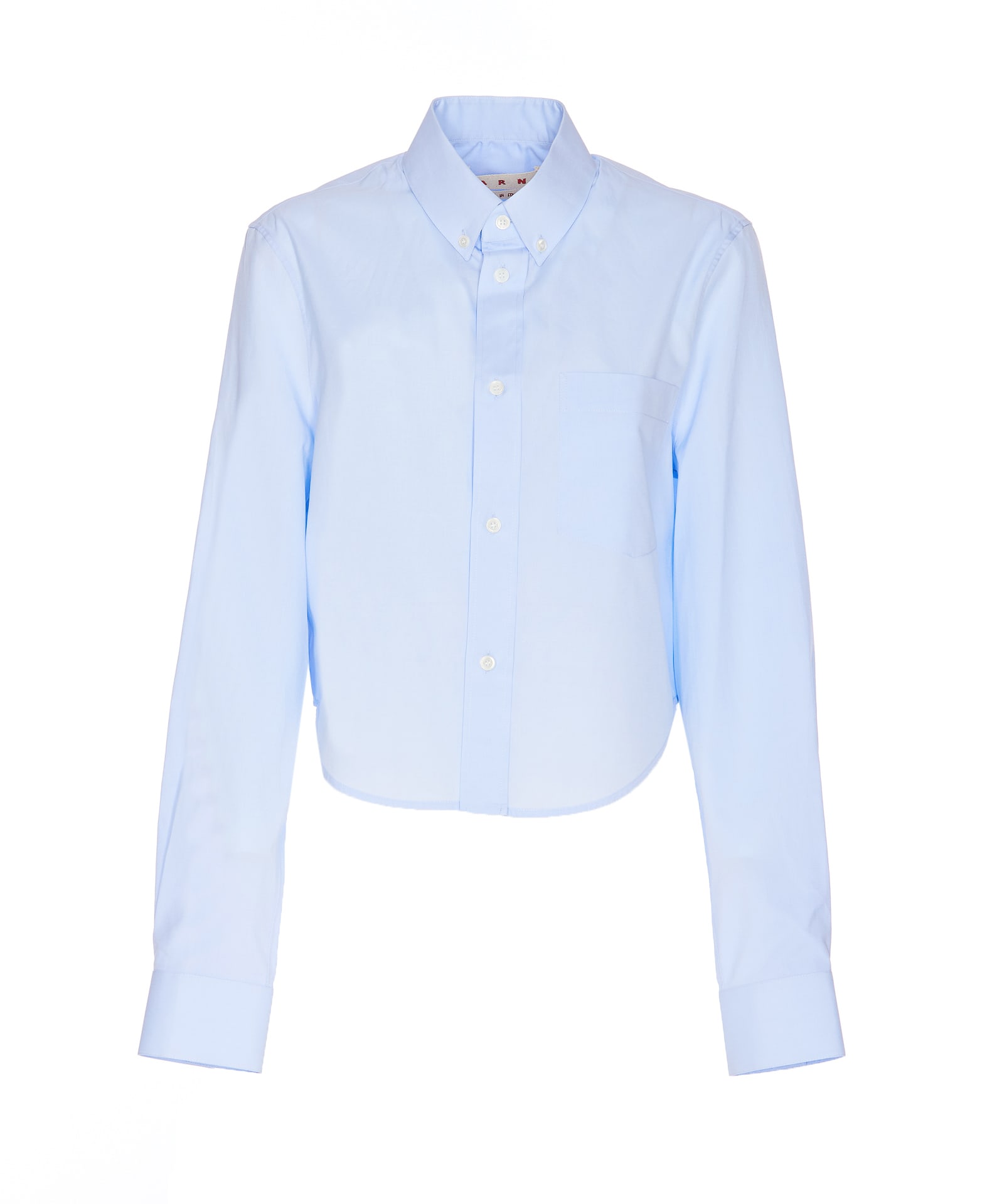 Shop Marni Long-sleeved Crop Shirt In Blue