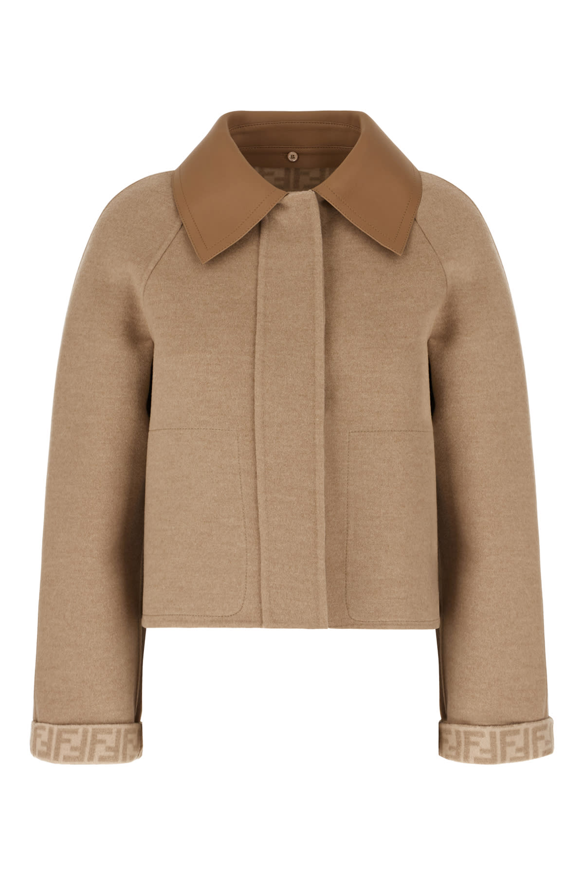 Shop Fendi Beige Wool Blend Reversible Coat In Portabella