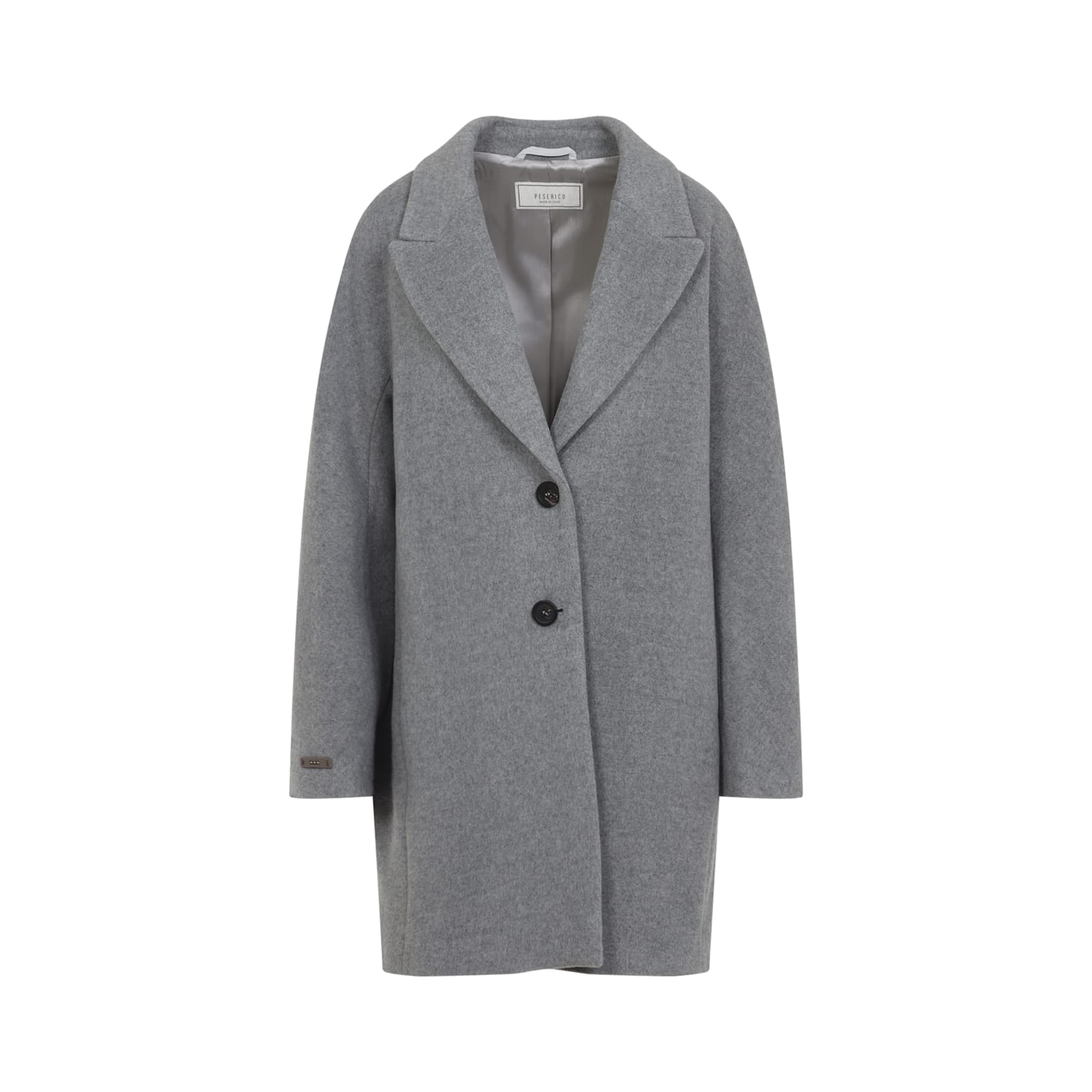 Peserico Mid-length Grey Coat With Notched Lapel In Gray