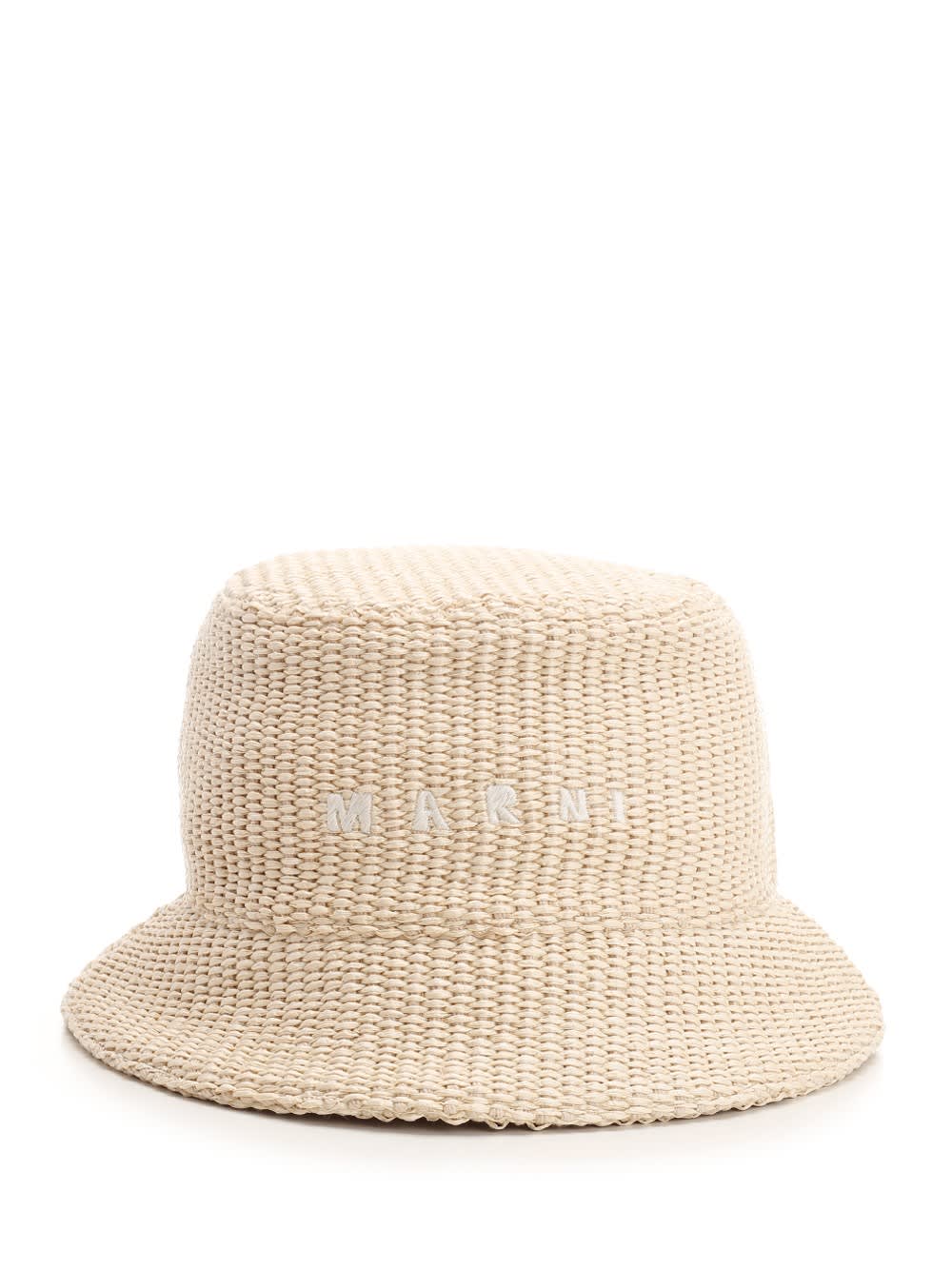 Shop Marni Cotton Bucket Hat In Beige