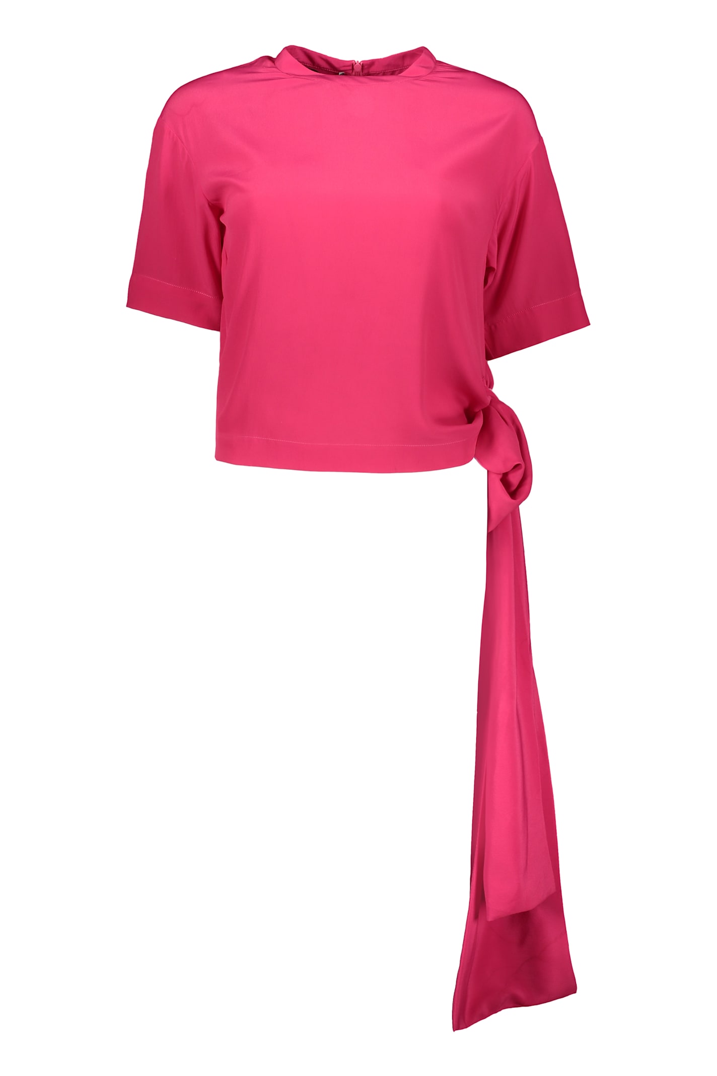 Shop Cedric Charlier Top With Bow In Fuchsia